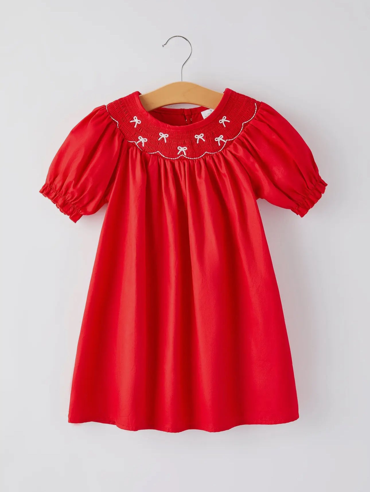 Girls Bow Smocked Red Dress - Ethan and Emily
