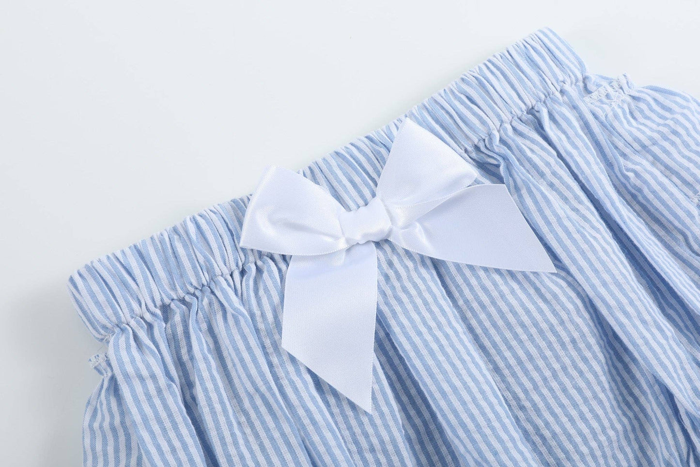 Light Blue Seersucker Turtle 2pc Bloomer Set - Ethan and Emily