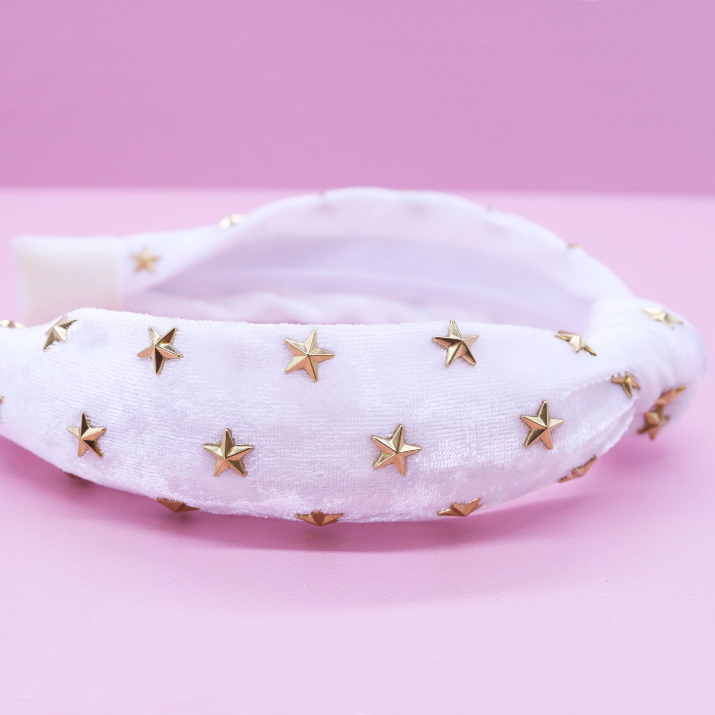 Kids Knot Headband - White Star Stud Velvet Hair Accessories - Ethan and Emily