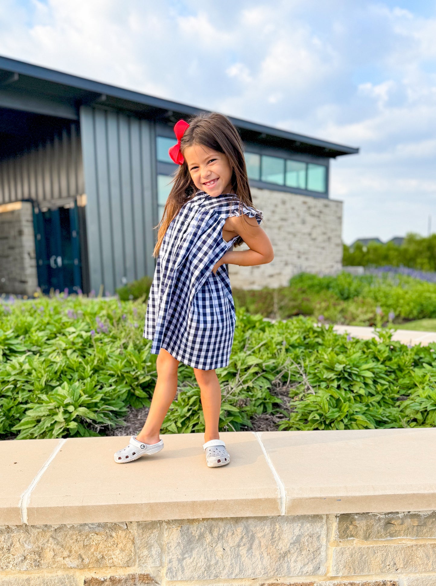 Angel Sleeve Dress in Check - Ethan and Emily
