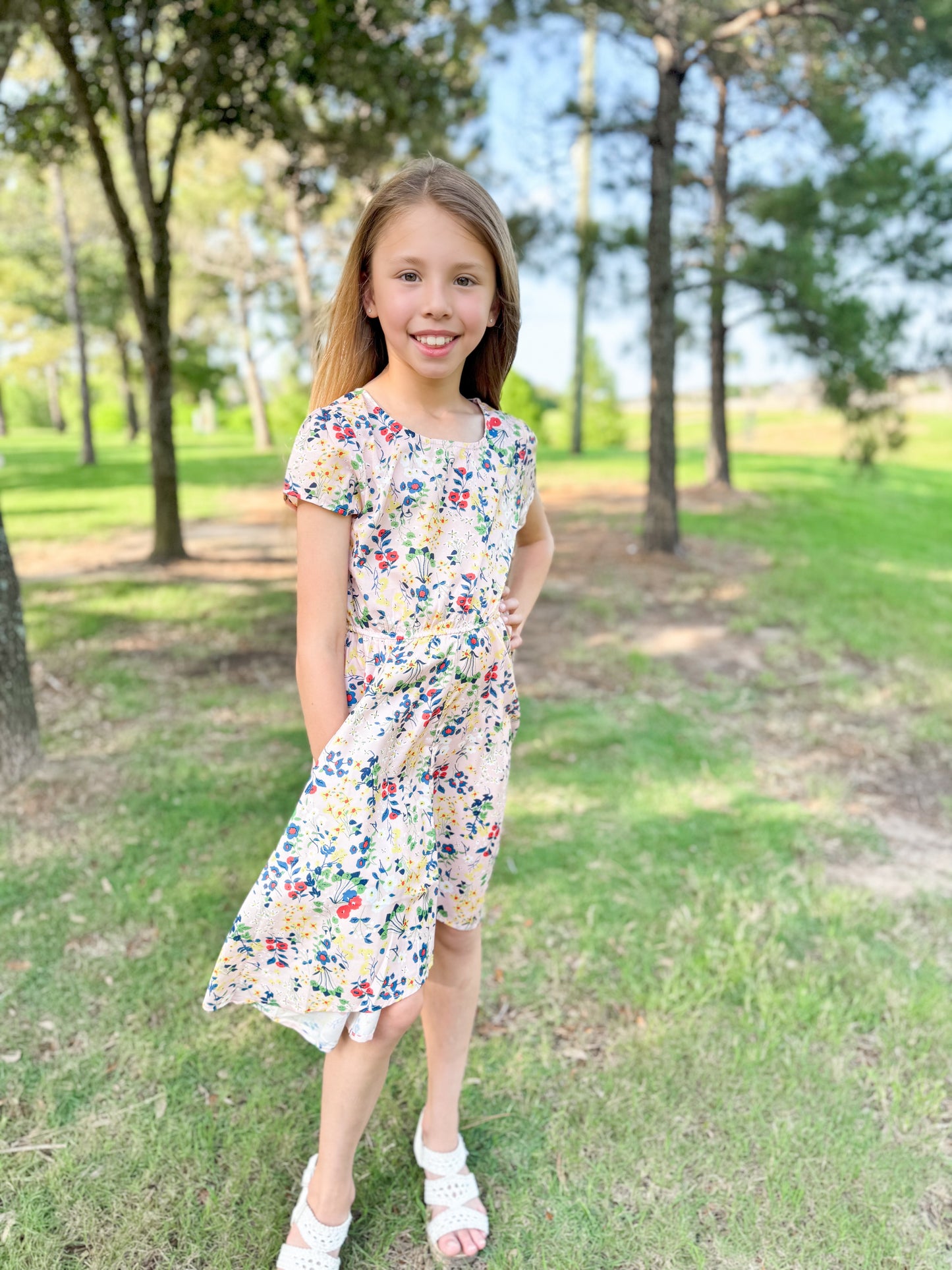 Girls Floral Hem Dress - Ethan and Emily