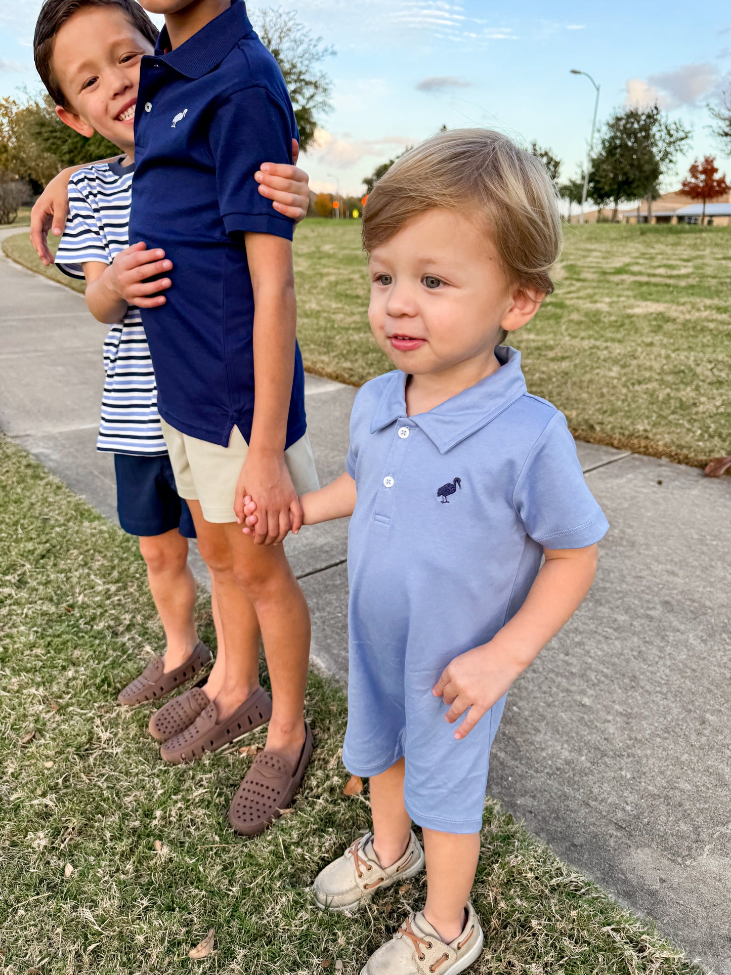 Sir Proper's Romper in
Park City Periwinkle - Ethan and Emily