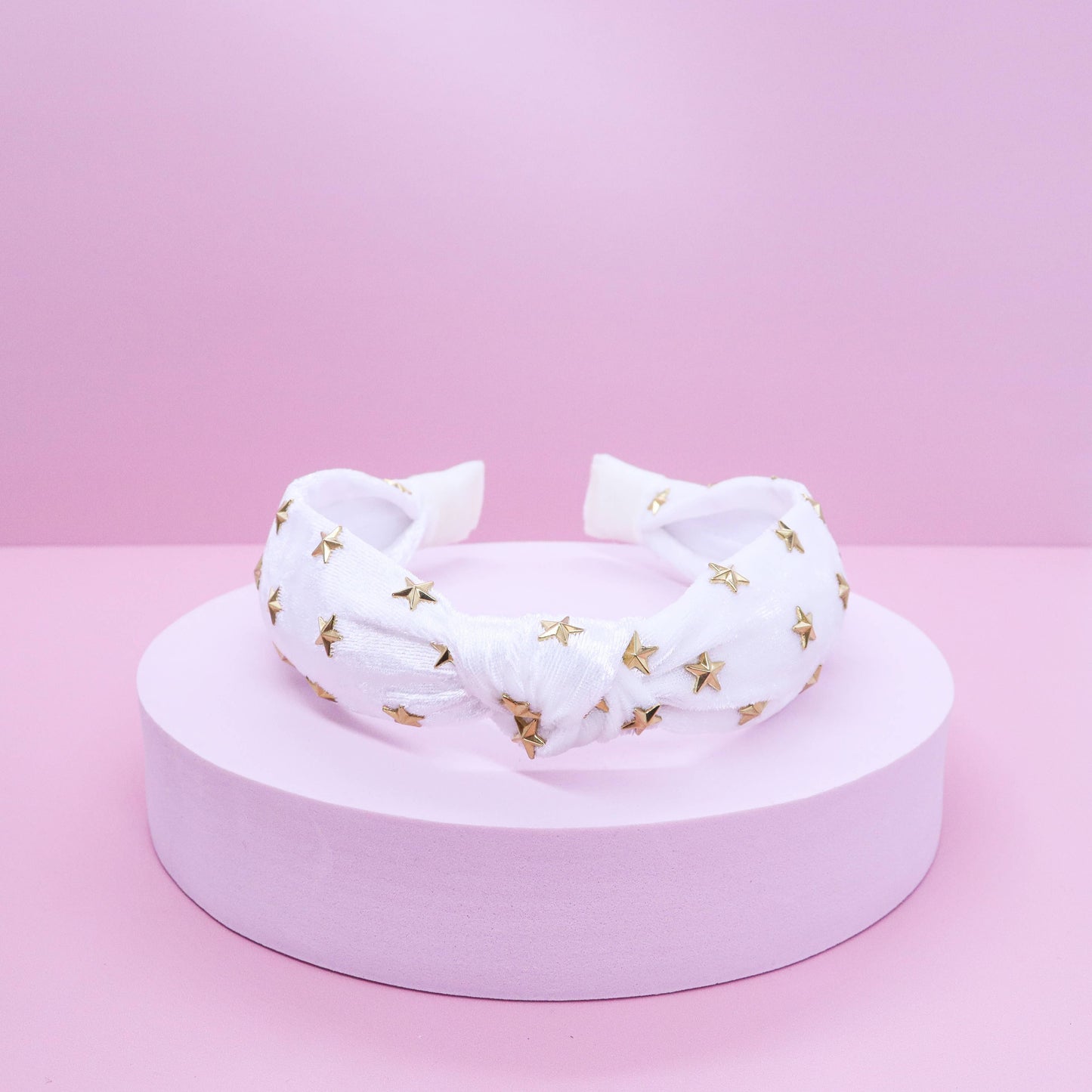 Kids Knot Headband - White Star Stud Velvet Hair Accessories - Ethan and Emily