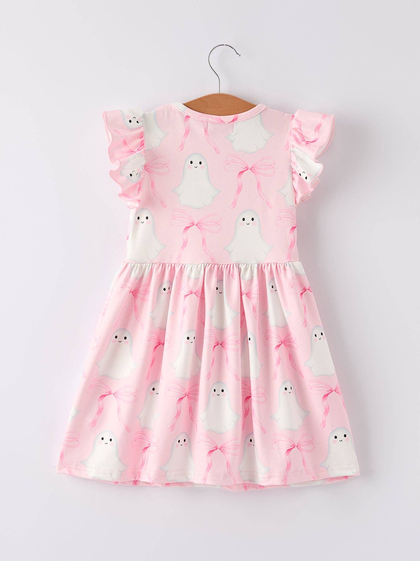 Pink Ghost and Bow flutter Sleeve Dress