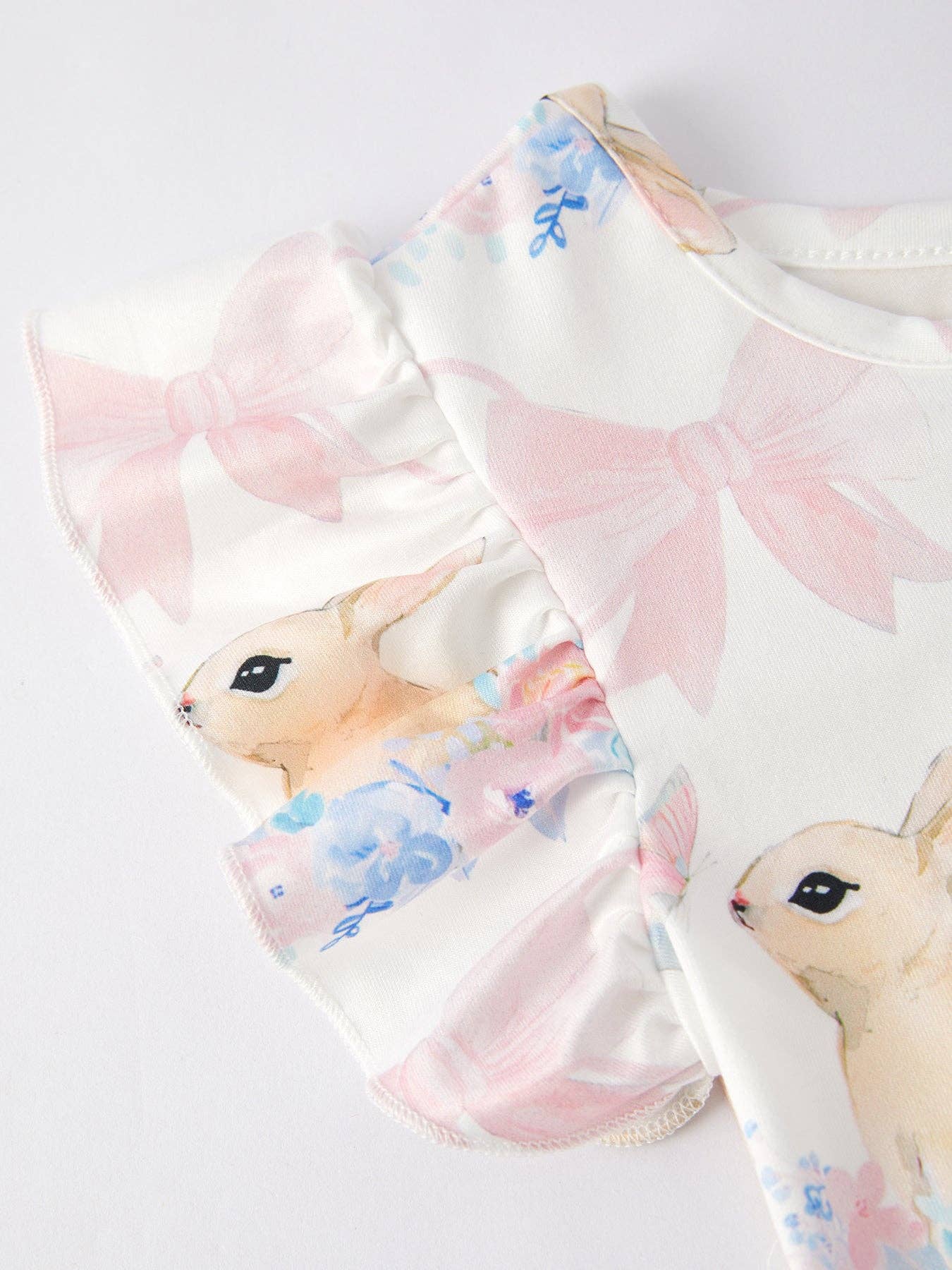 Easter Bunny White Flying Sleeves Girls Dress - Ethan and Emily