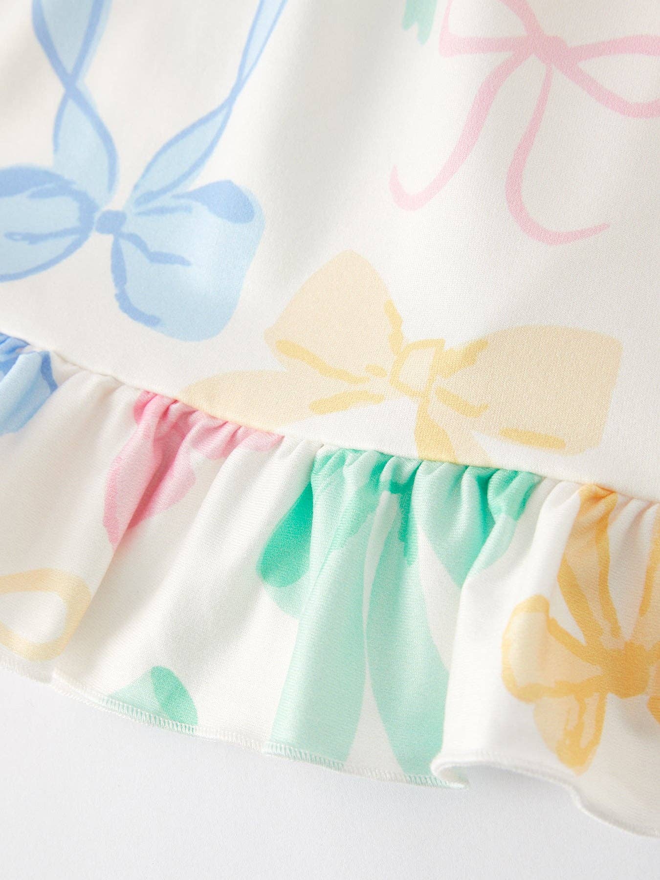 Easter Colorful Bow Print Puff Sleeves Girls Dress - Ethan and Emily