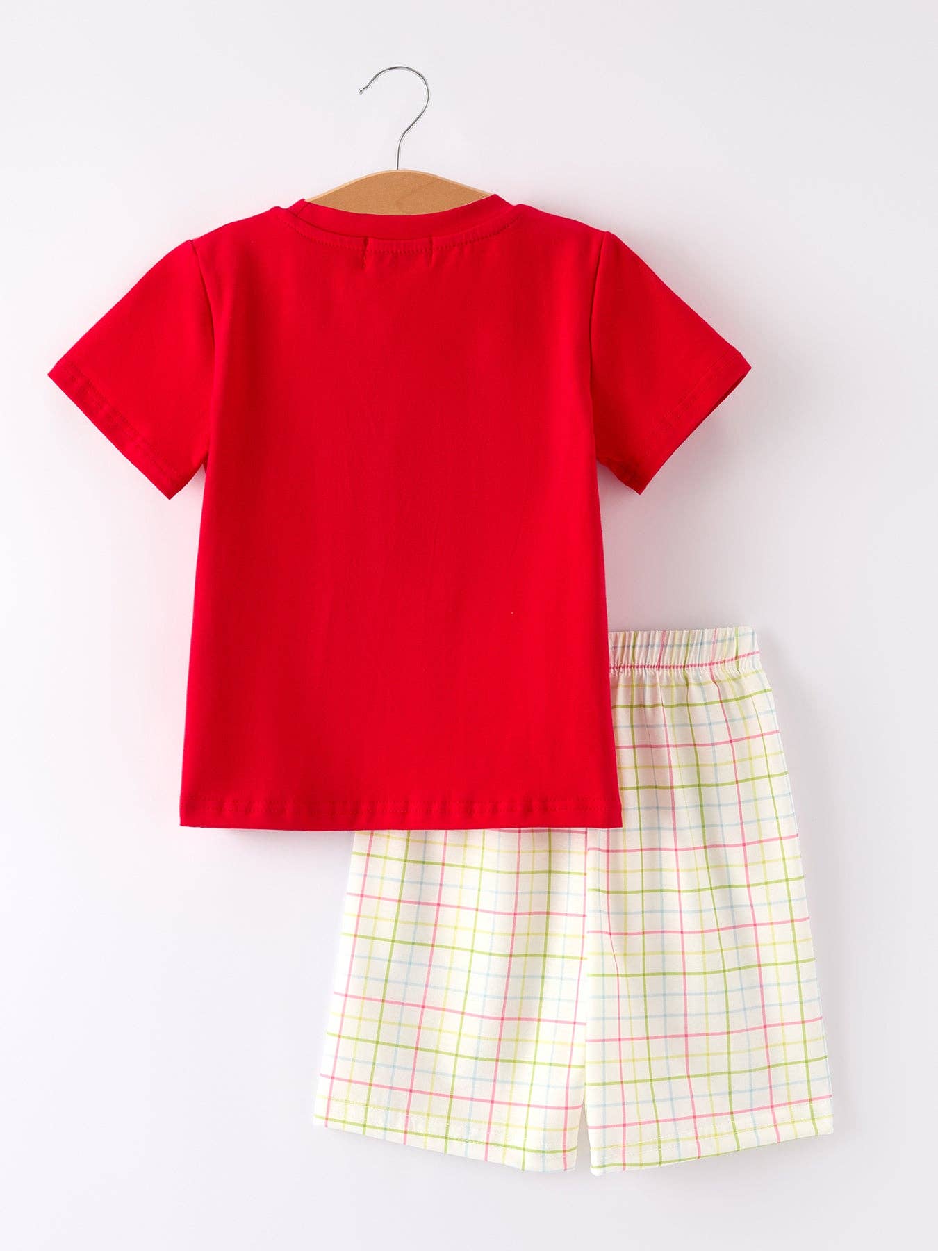 Boys Back to School Crayon Smock Embroidered Plaid Set