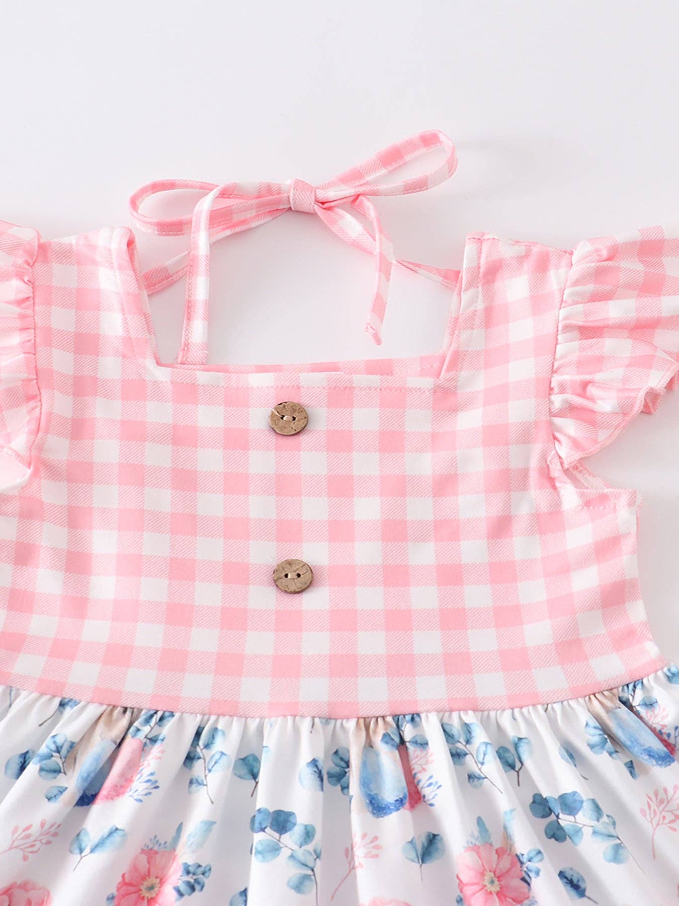 Easter Pink Plaid Rabbit Floral Girl Dress - Ethan and Emily