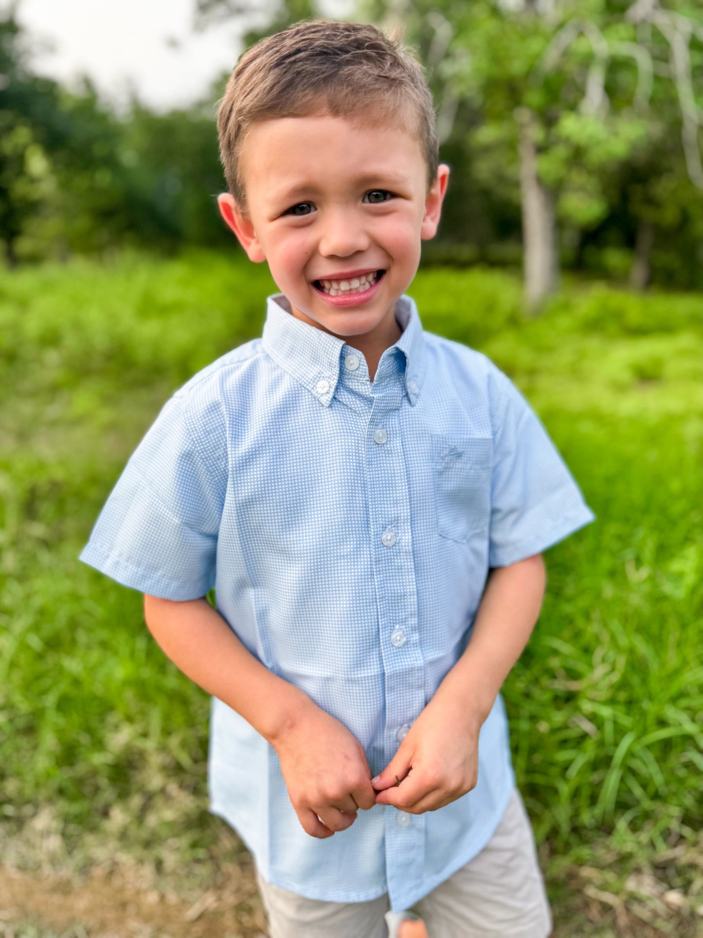 Boys Performance Button Down - Ethan and Emily