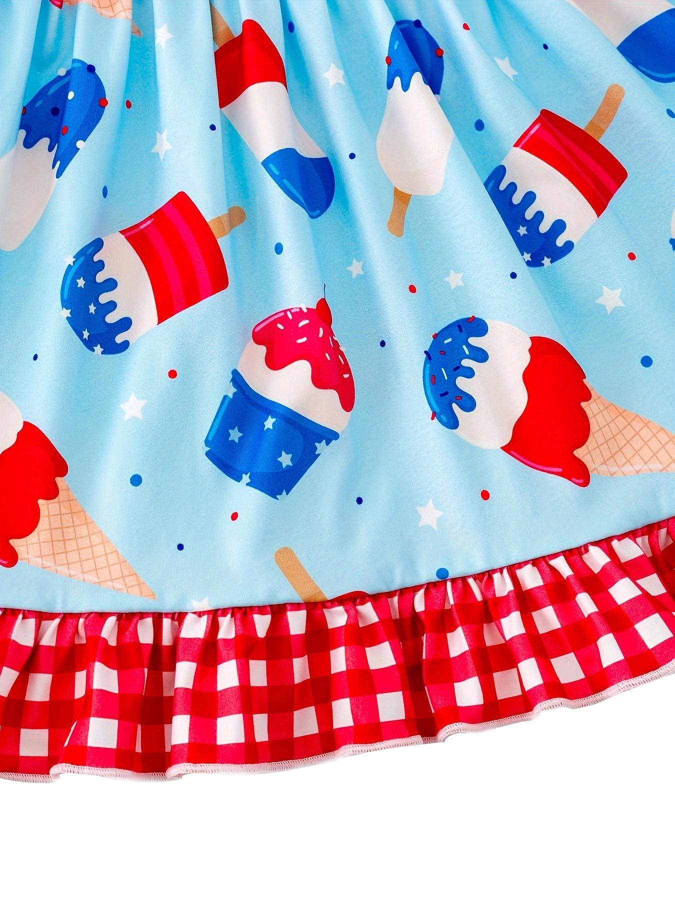 Independence Day Ice Cream Print Girls Ruffle Dress - Ethan and Emily