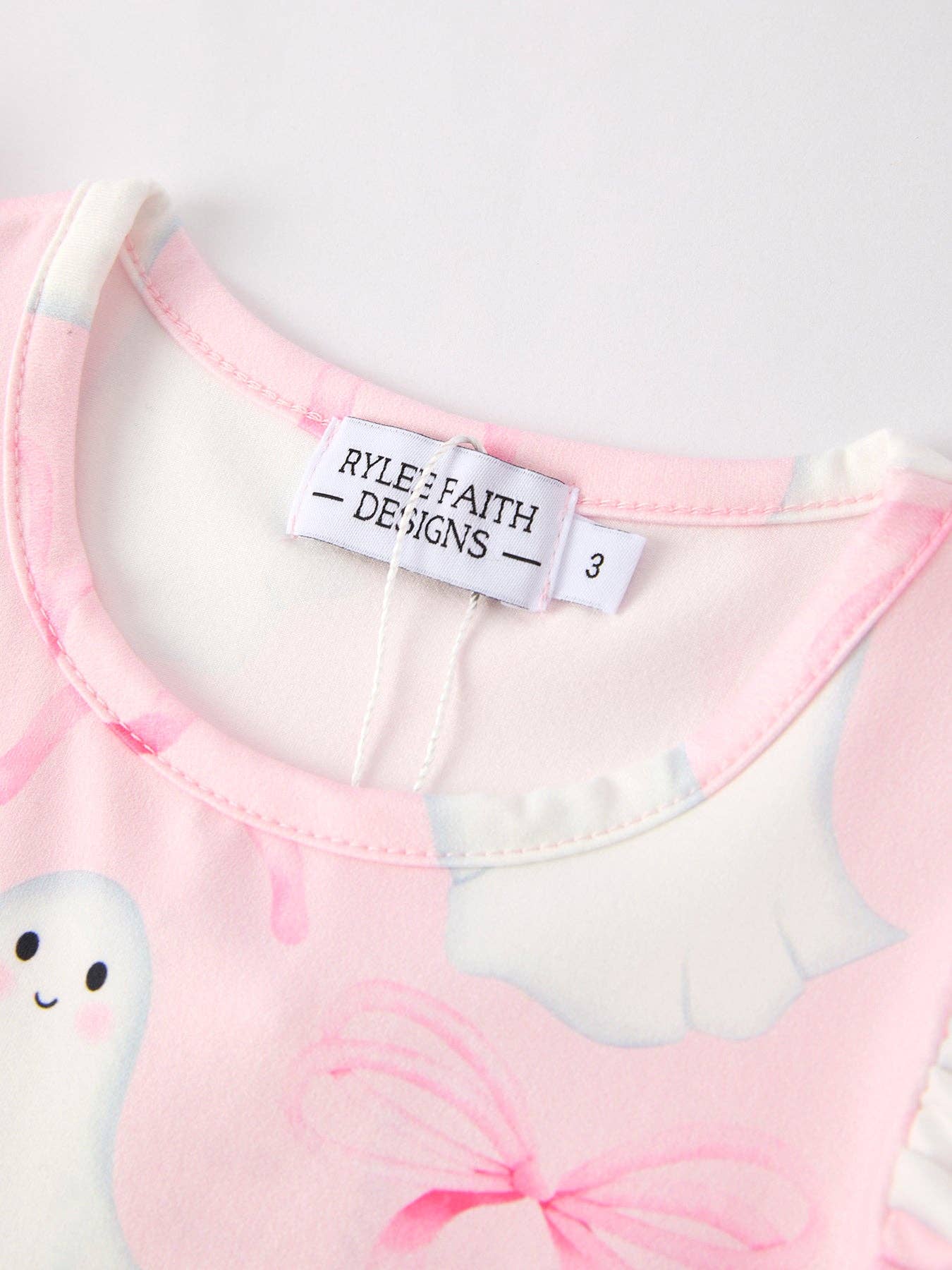 Pink Ghost and Bow flutter Sleeve Dress