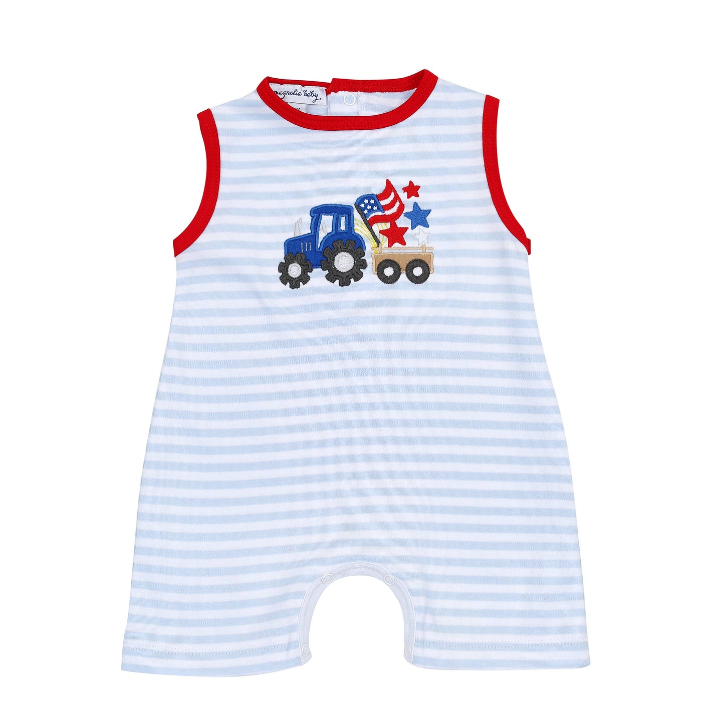 Bing, Bam, Boom! Applique Blue S/less Short Playsuit - Ethan and Emily