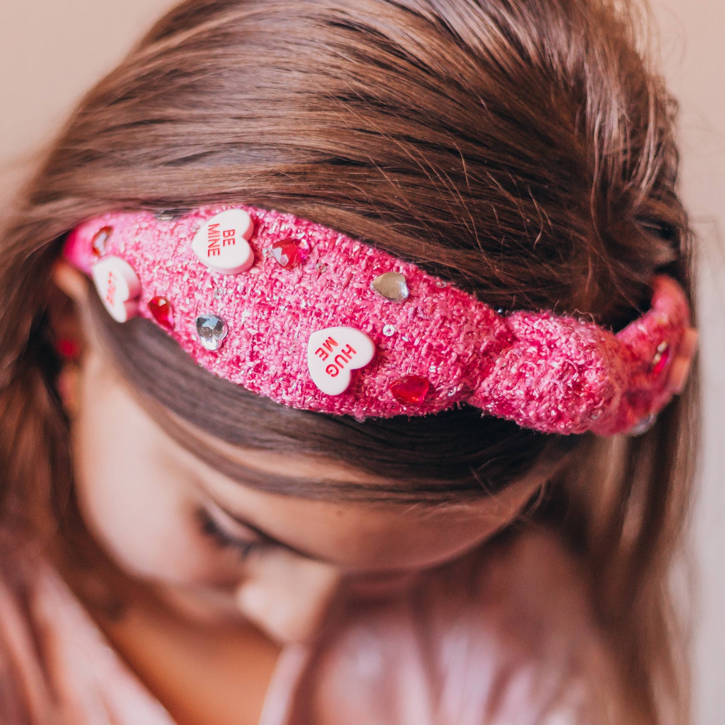 Kids Embellished Knot Headband - Candy Valentines Day Heart - Ethan and Emily