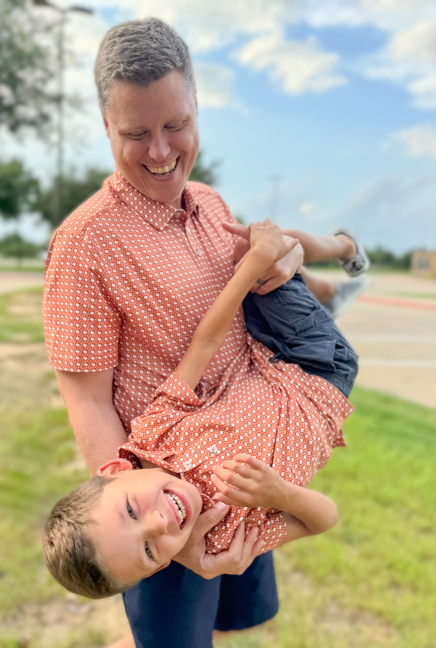 Burlebo Men’s orange Texas polo - Ethan and Emily