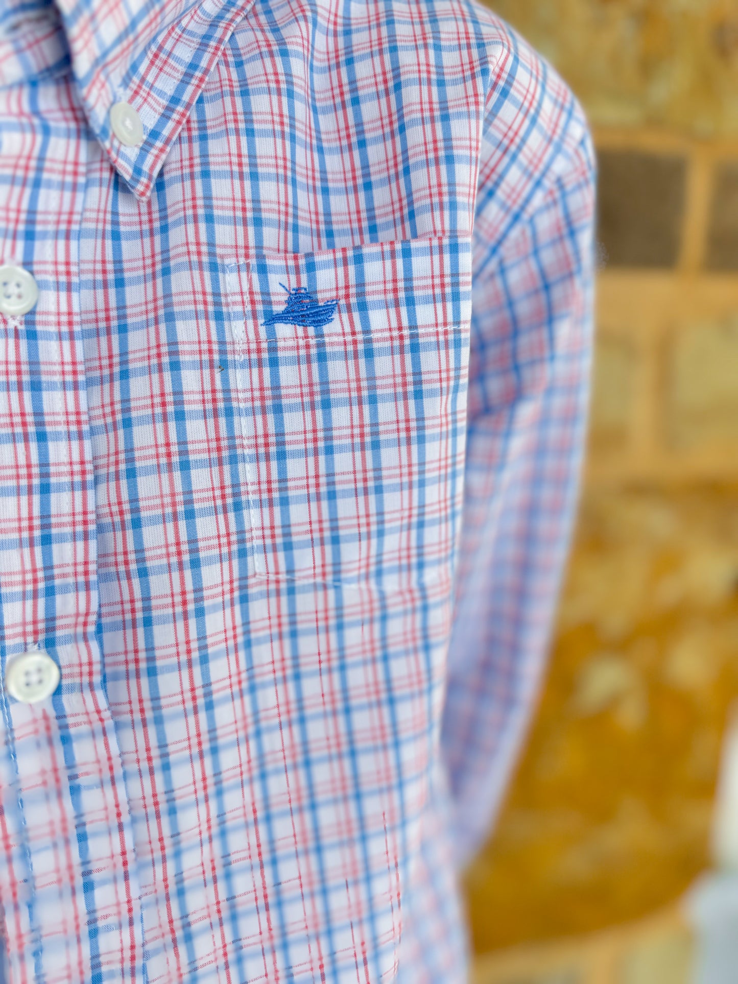 Southbound Red and Blue Windowpane Shirt - Ethan and Emily