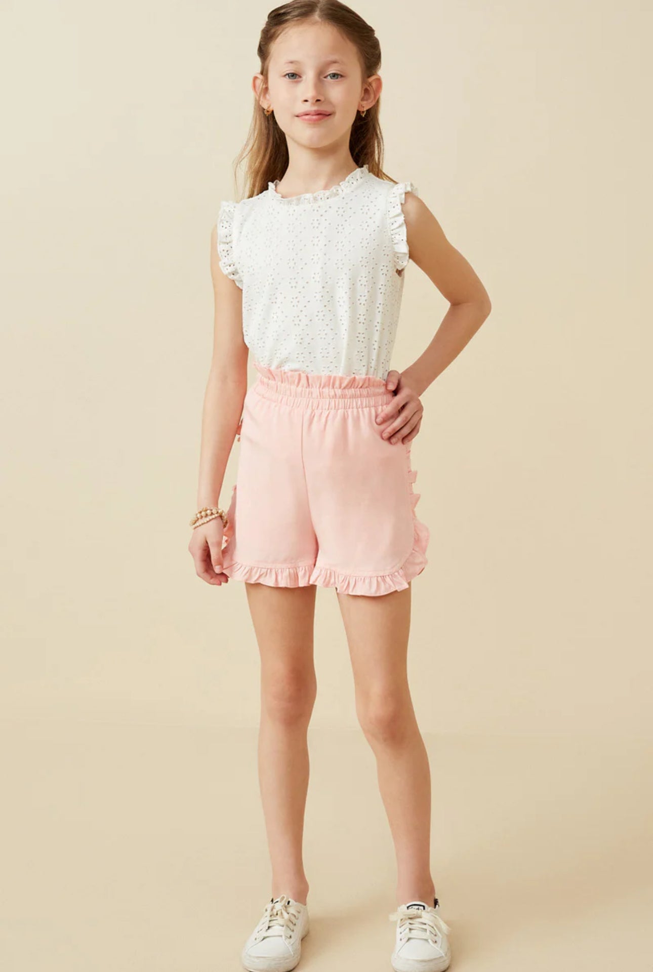 Girls Ruffle Trimmed Elastic Waist Soft Shorts - Ethan and Emily