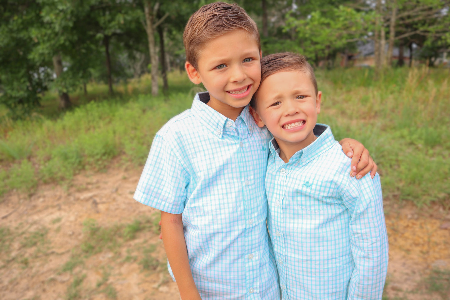 Lagoon Blue Windowpane Button Down - Ethan and Emily