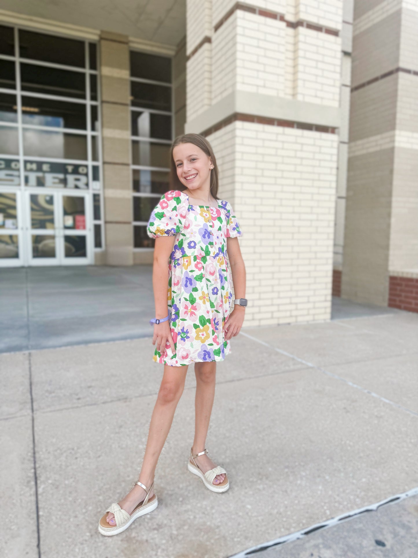 Girls Square Neck Tiered Dress - Ethan and Emily