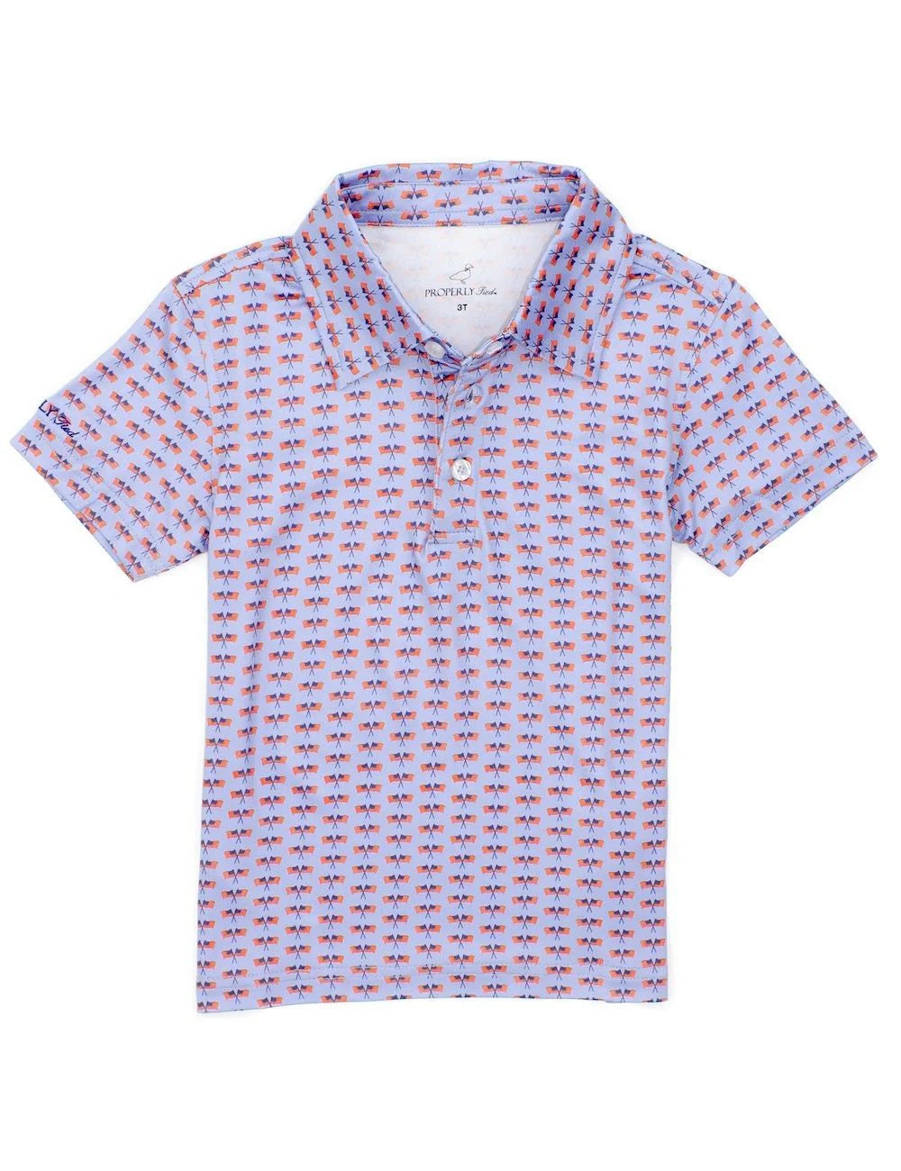Properly Tied Boys Inlet Polo Shirt - Patriotic Freedom Flag