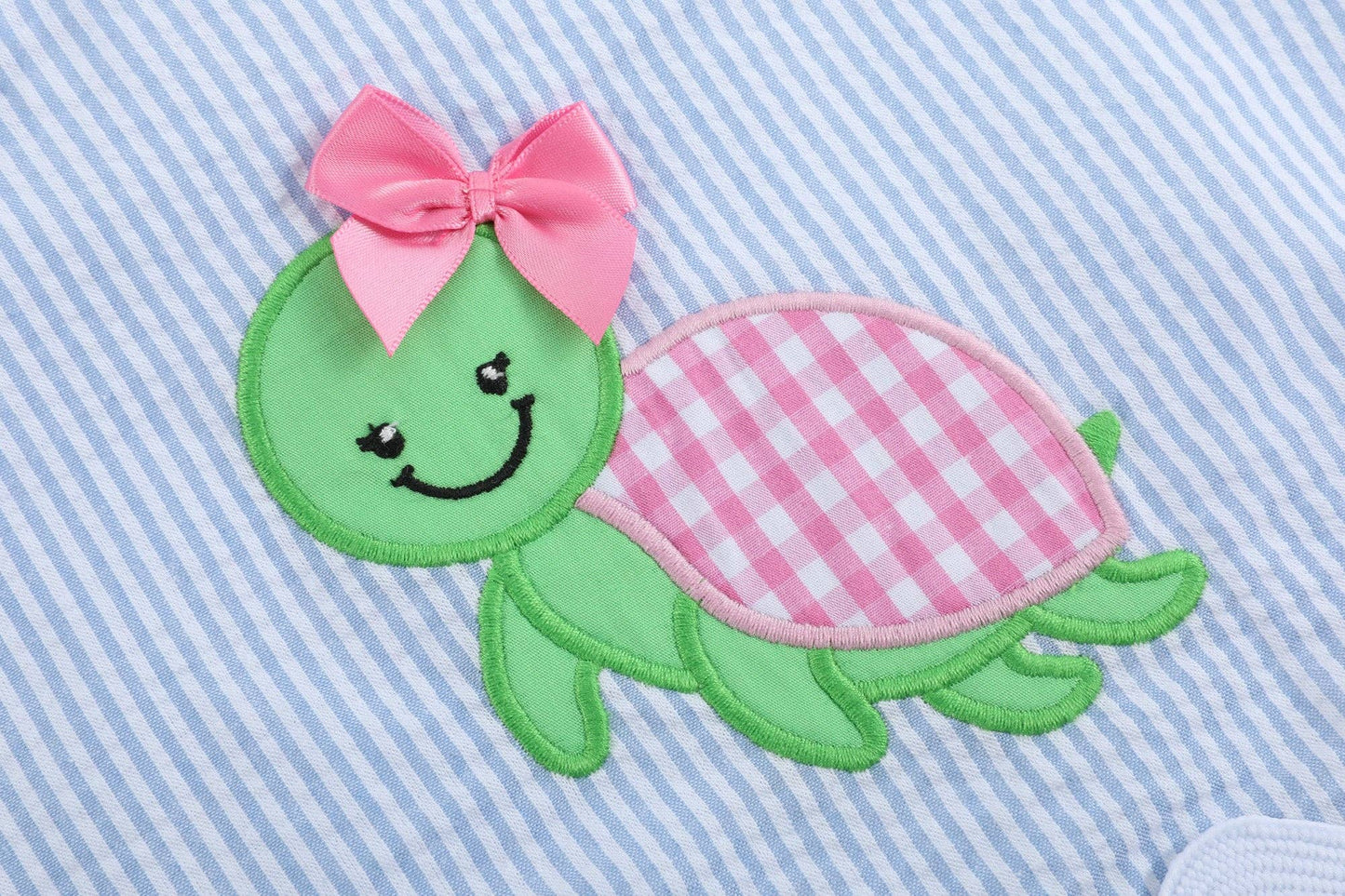 Light Blue Seersucker Turtle 2pc Bloomer Set - Ethan and Emily