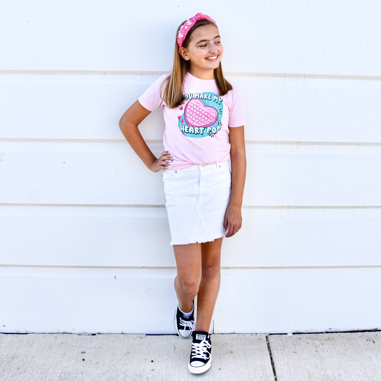 Kids Embellished Knot Headband - Candy Valentines Day Heart - Ethan and Emily