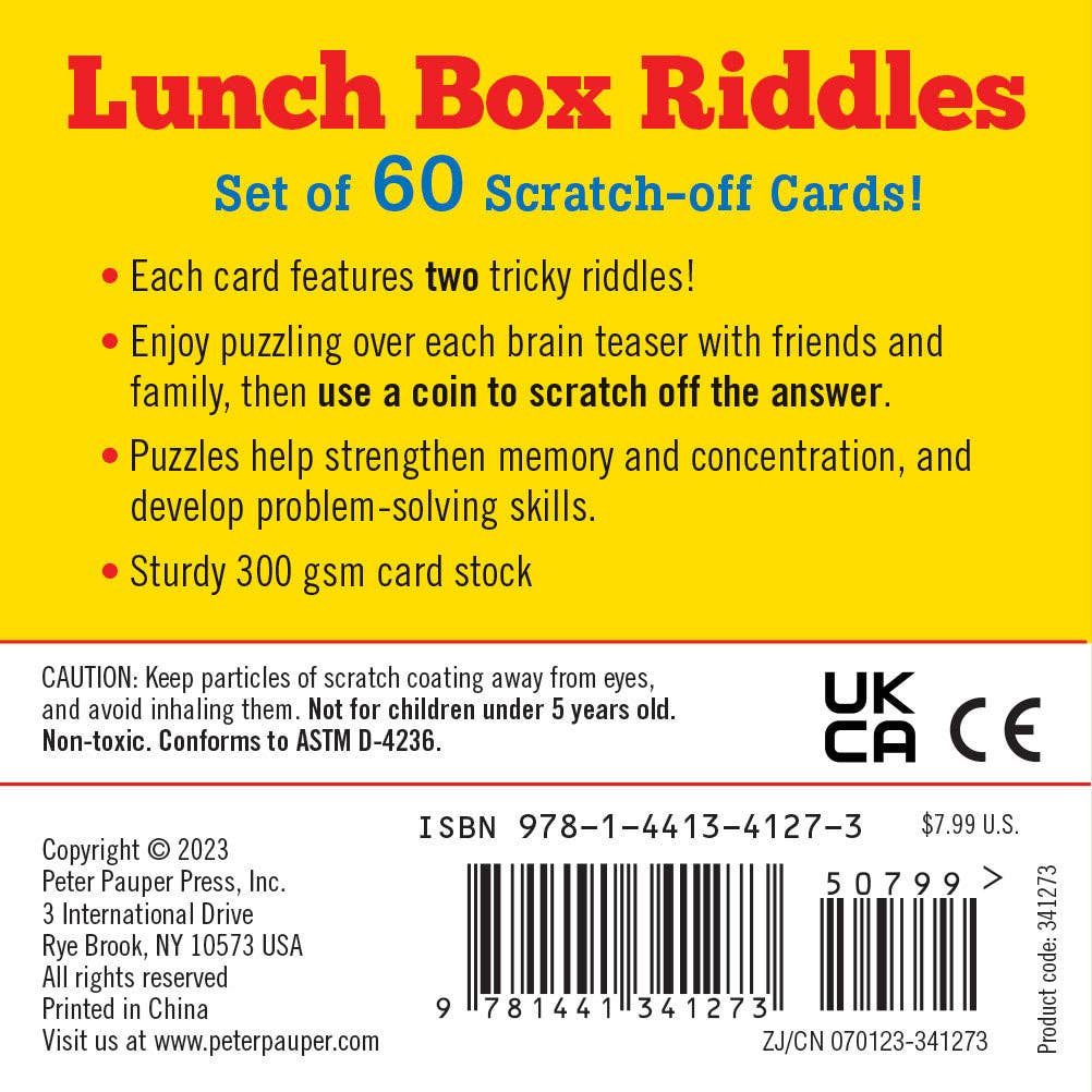 Lunch Box Riddles Scratch-Off Deck (Set of 60 cards) - Ethan and Emily