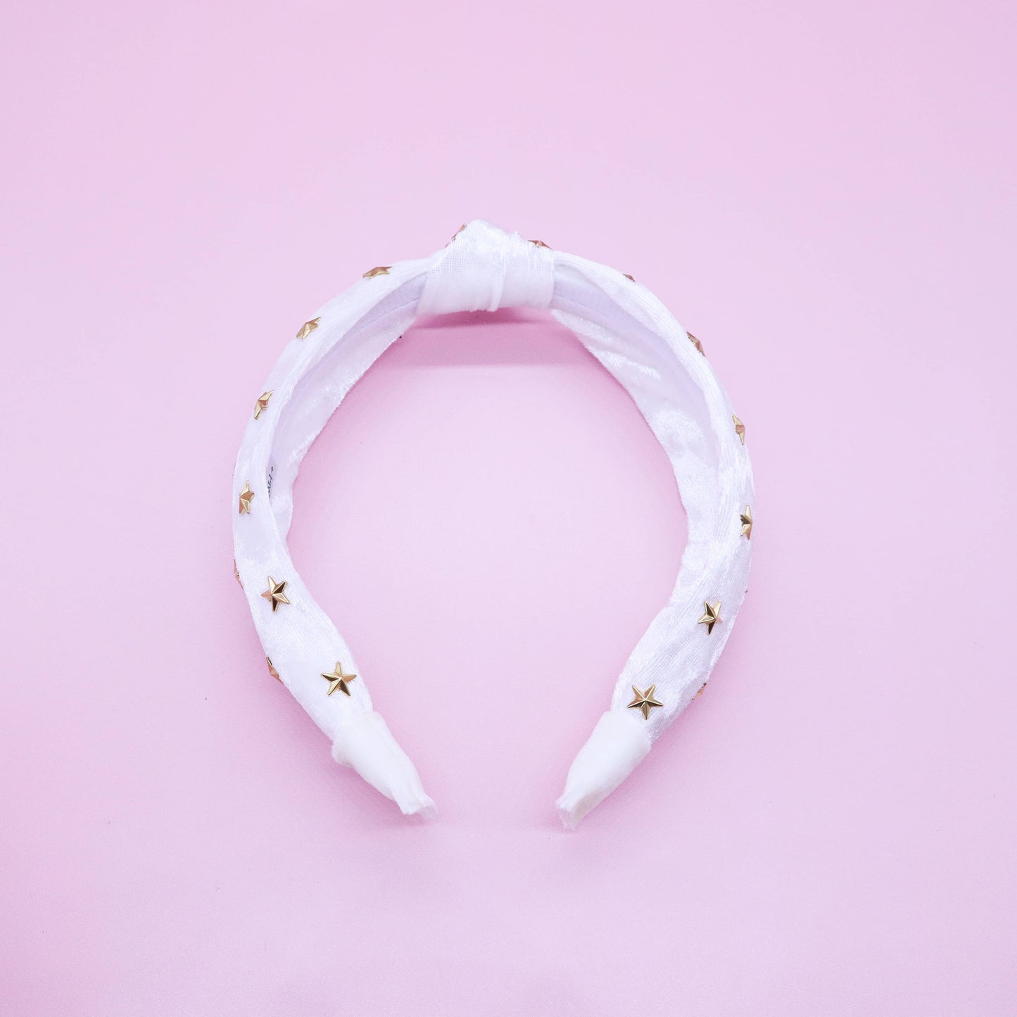 Kids Knot Headband - White Star Stud Velvet Hair Accessories - Ethan and Emily