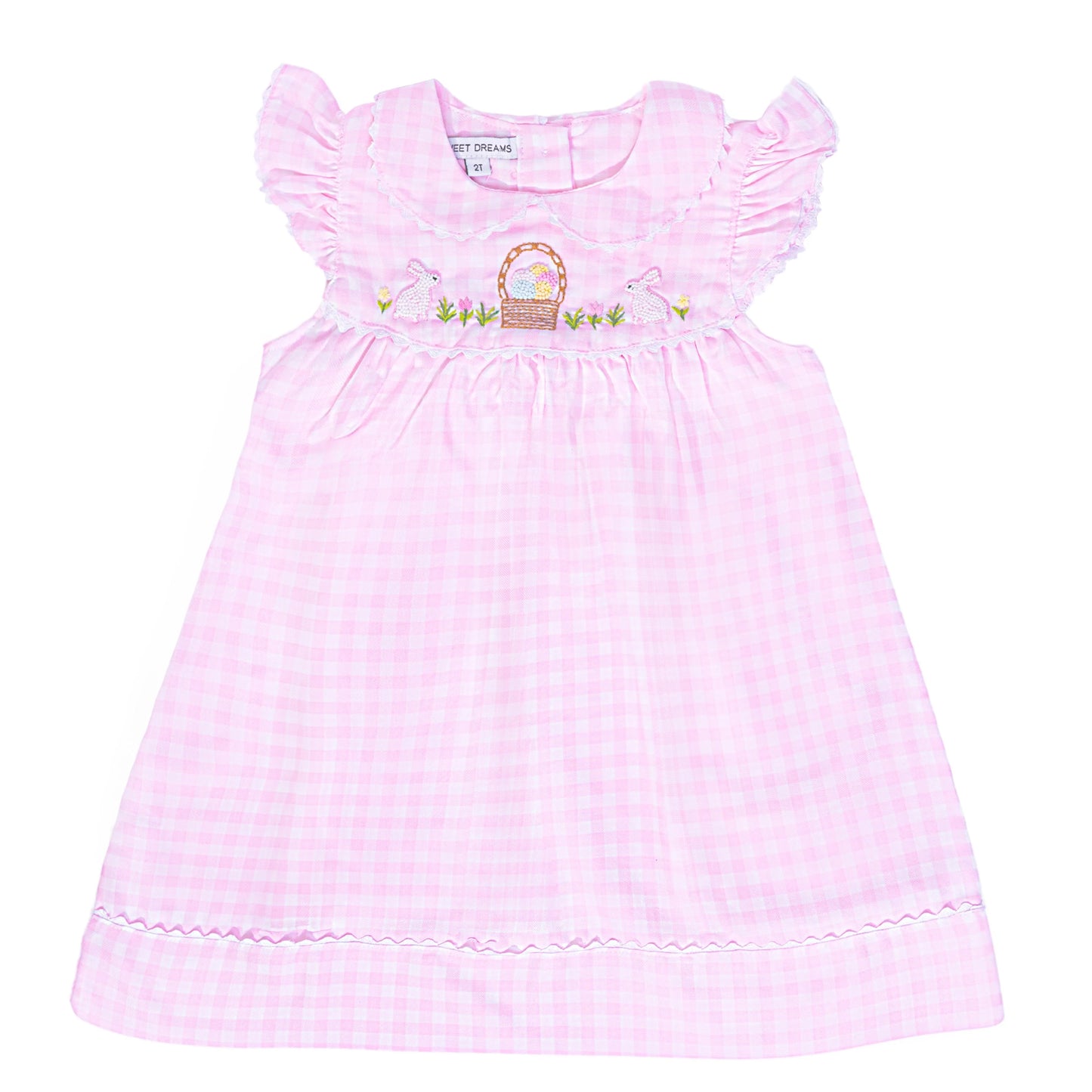 Pink Gingham Embroidered Easter dress - Ethan and Emily