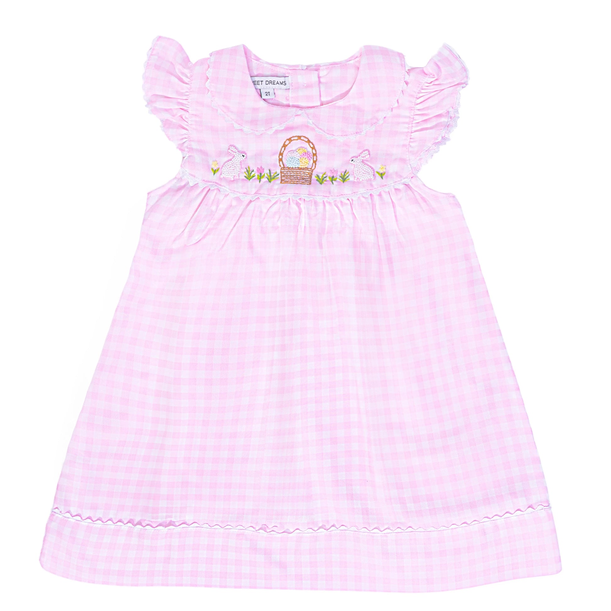 Pink Gingham Embroidered Easter dress - Ethan and Emily