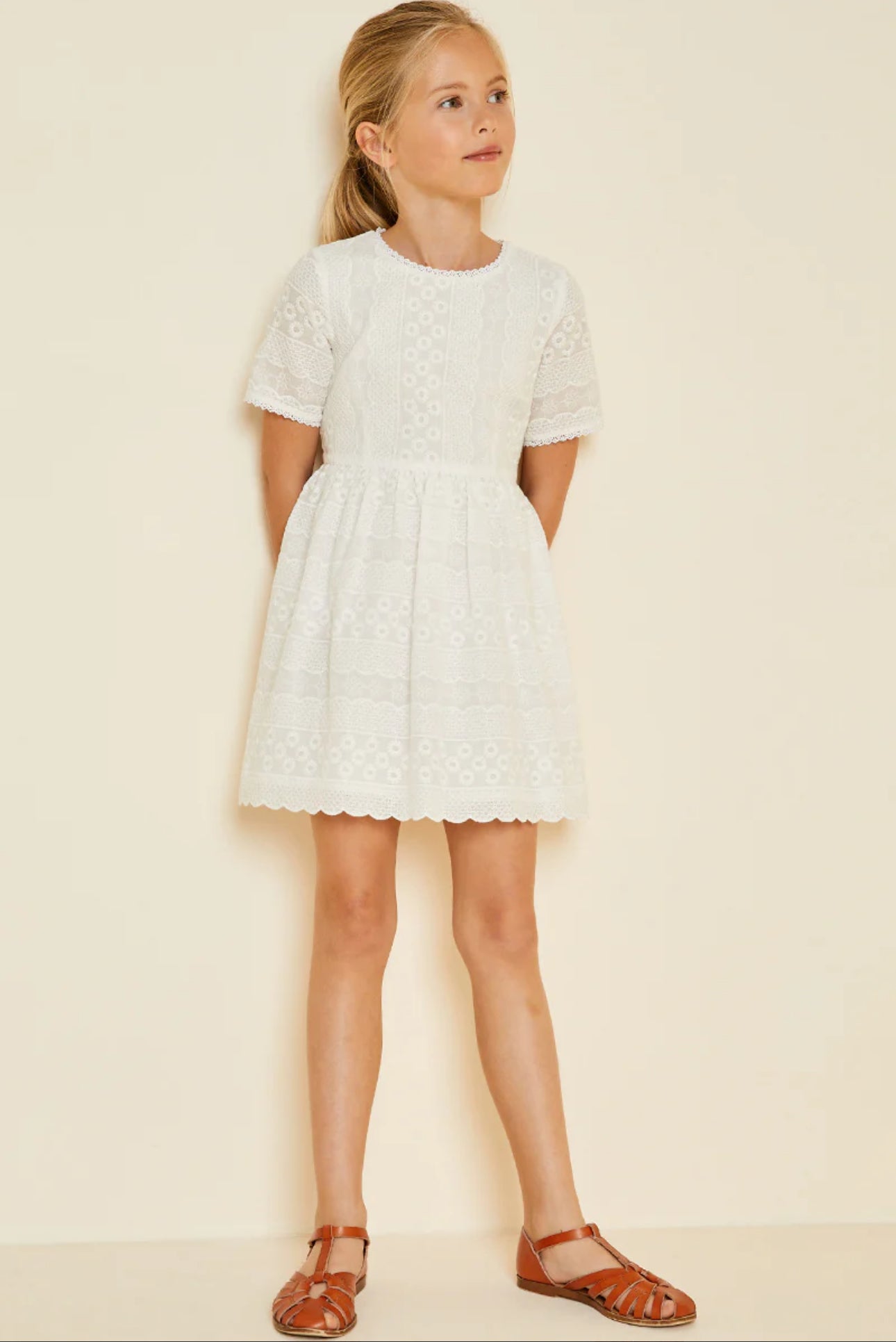 Girls Embroidered Eyelet Dress - Ethan and Emily