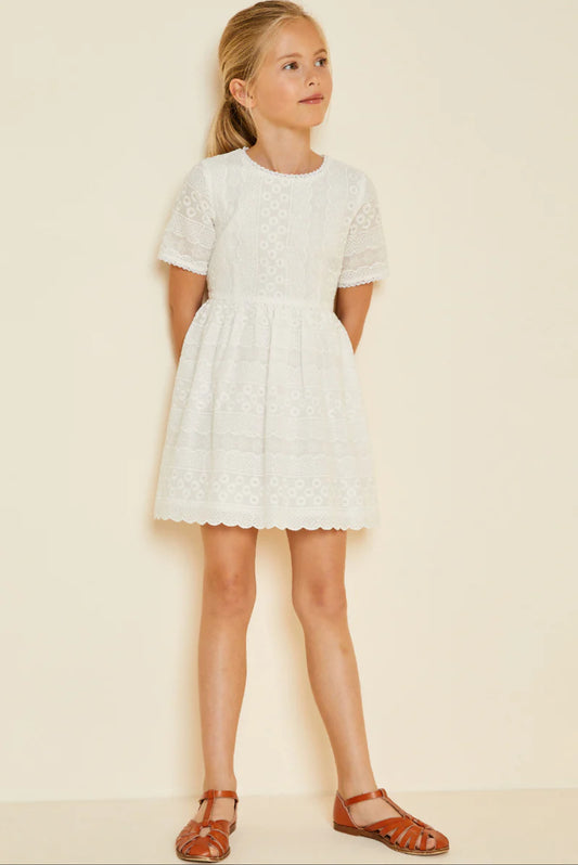 Girls Embroidered Eyelet Dress - Ethan and Emily