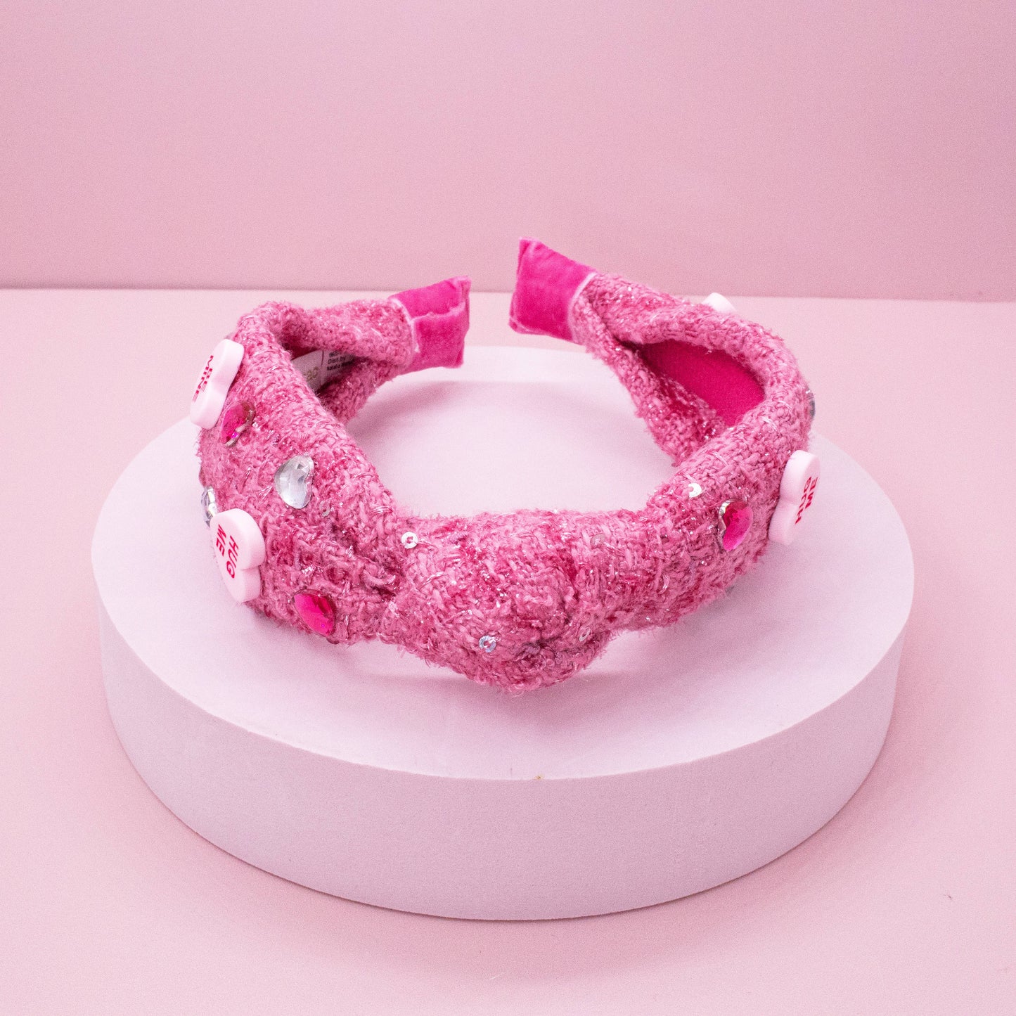 Kids Embellished Knot Headband - Candy Valentines Day Heart - Ethan and Emily