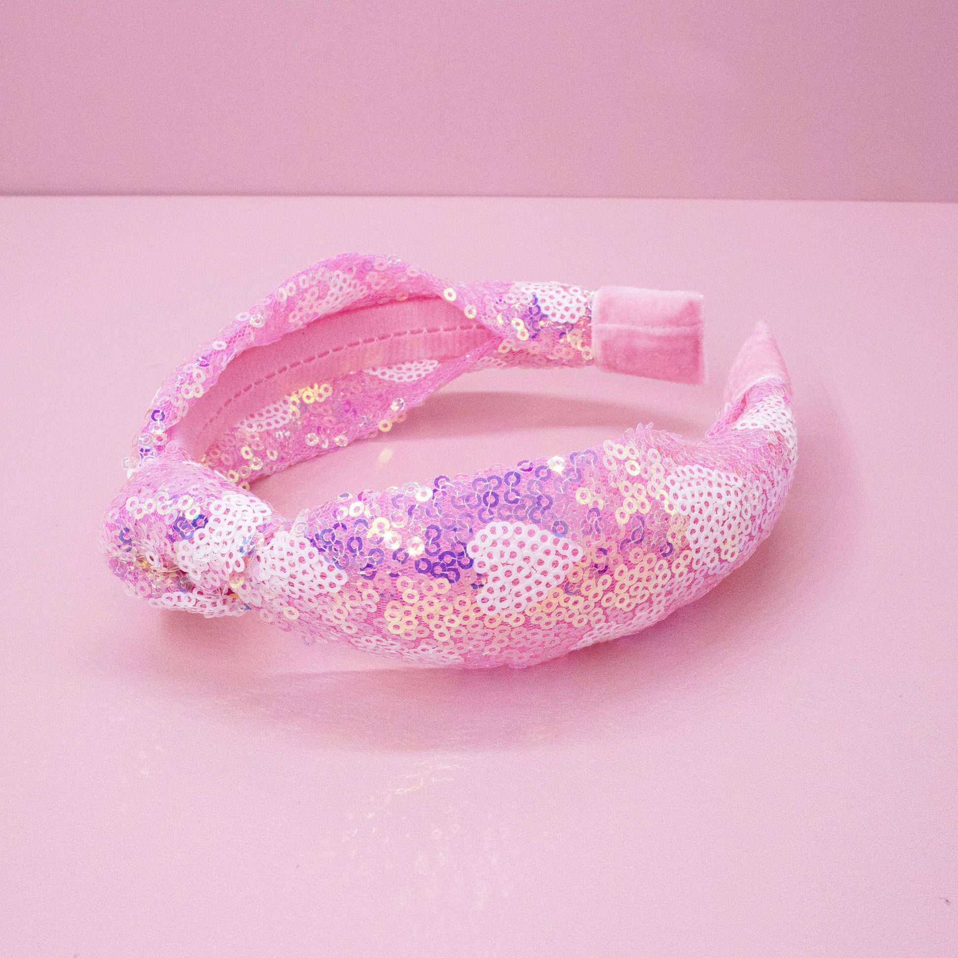 Kids Knot Headband - Pink Sequin Heart Valentine's Day - Ethan and Emily