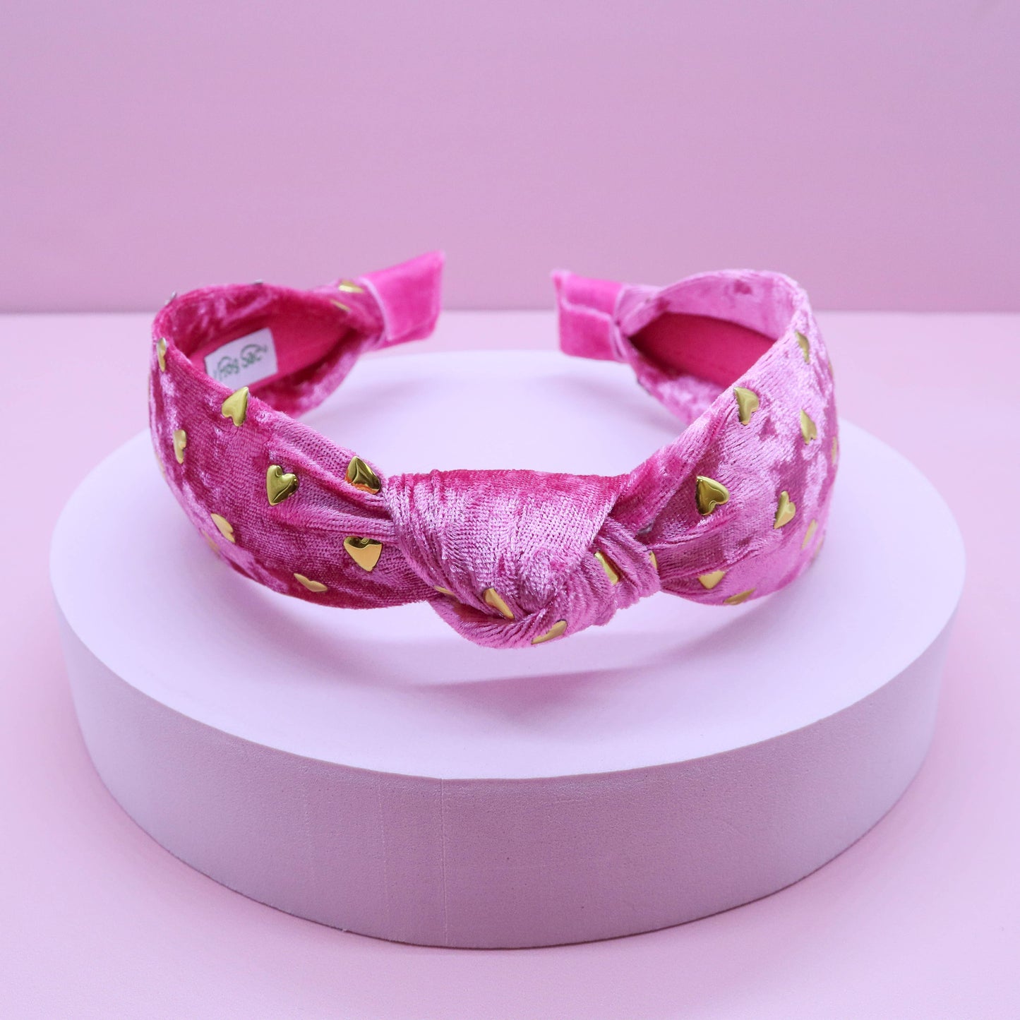 Kids Knot Headband - Gold Heart Stud Velvet Hair Accessories - Ethan and Emily