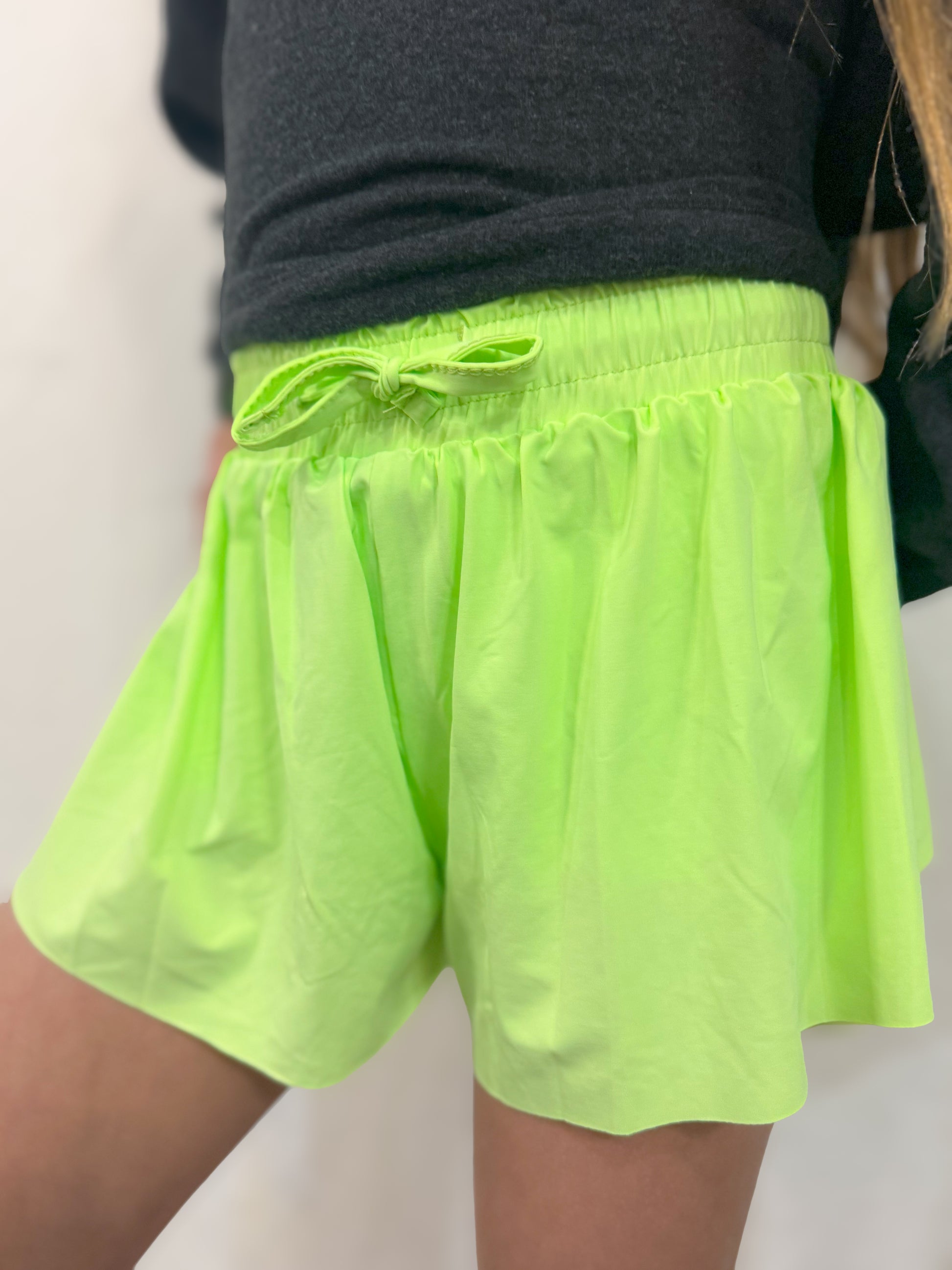 Girls butterfly shorts in lime green - Ethan and Emily