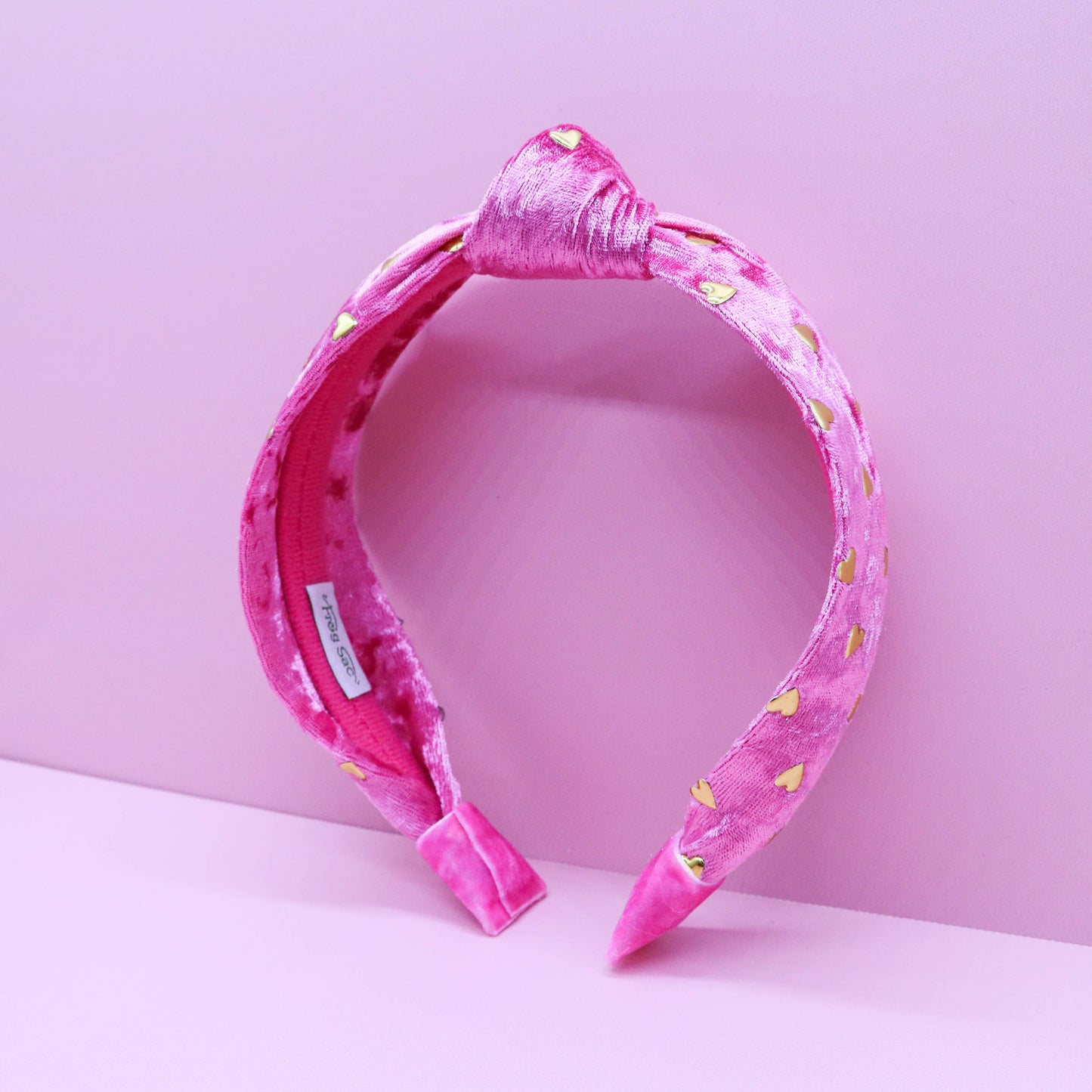 Kids Knot Headband - Gold Heart Stud Velvet Hair Accessories - Ethan and Emily