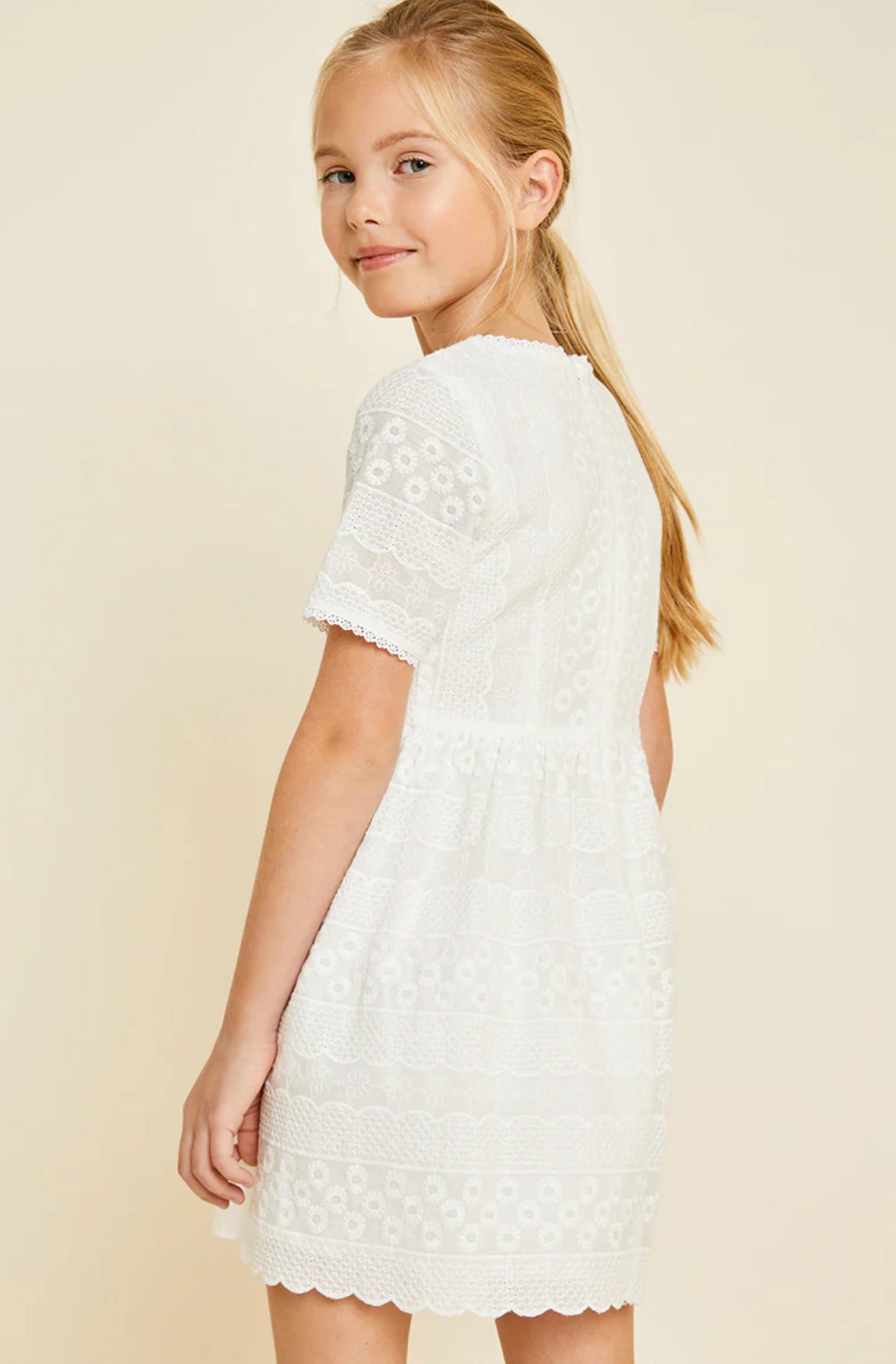Girls Embroidered Eyelet Dress - Ethan and Emily