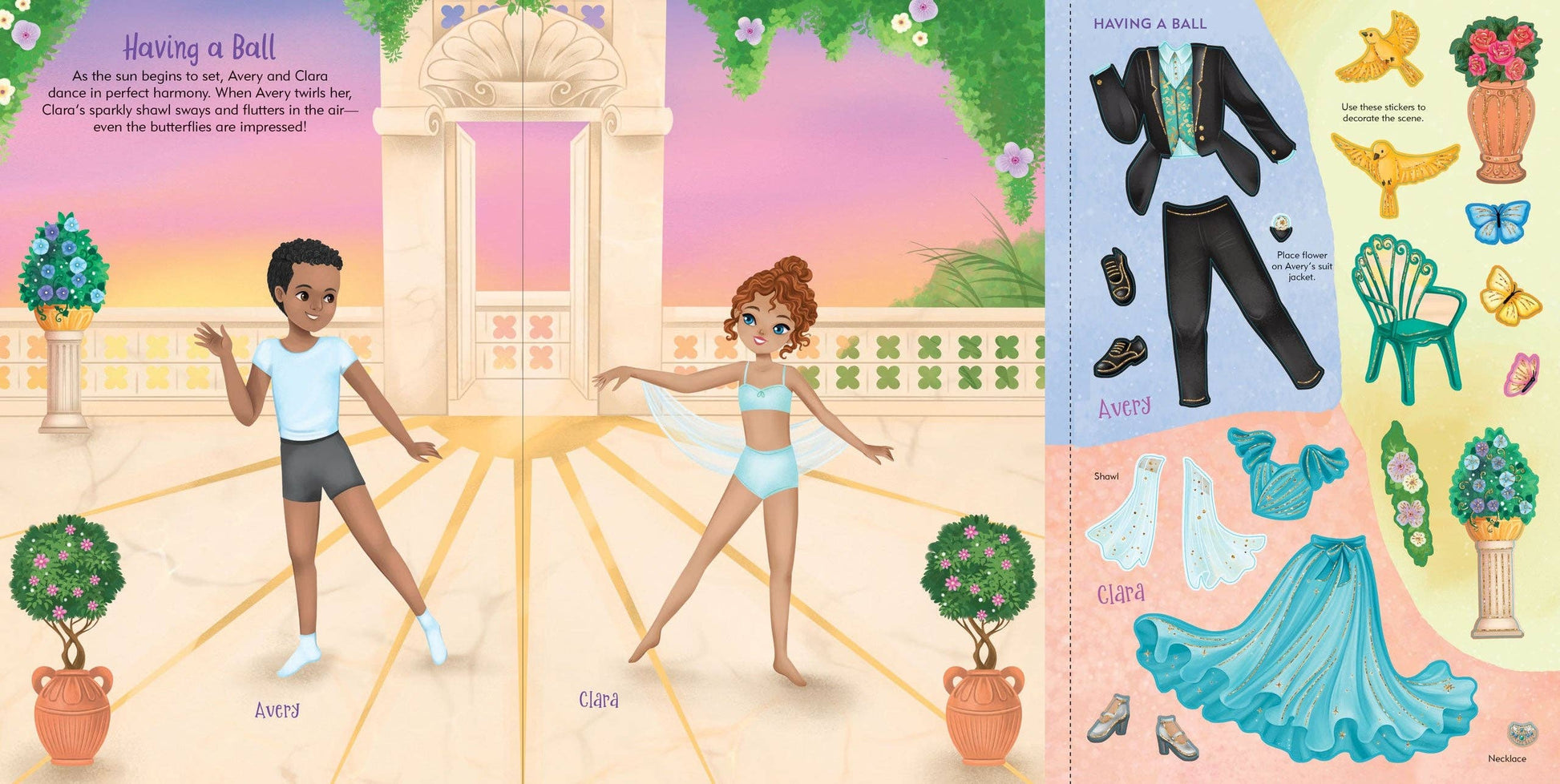 Dancers Sticker Doll Dress-Up Book - Ethan and Emily