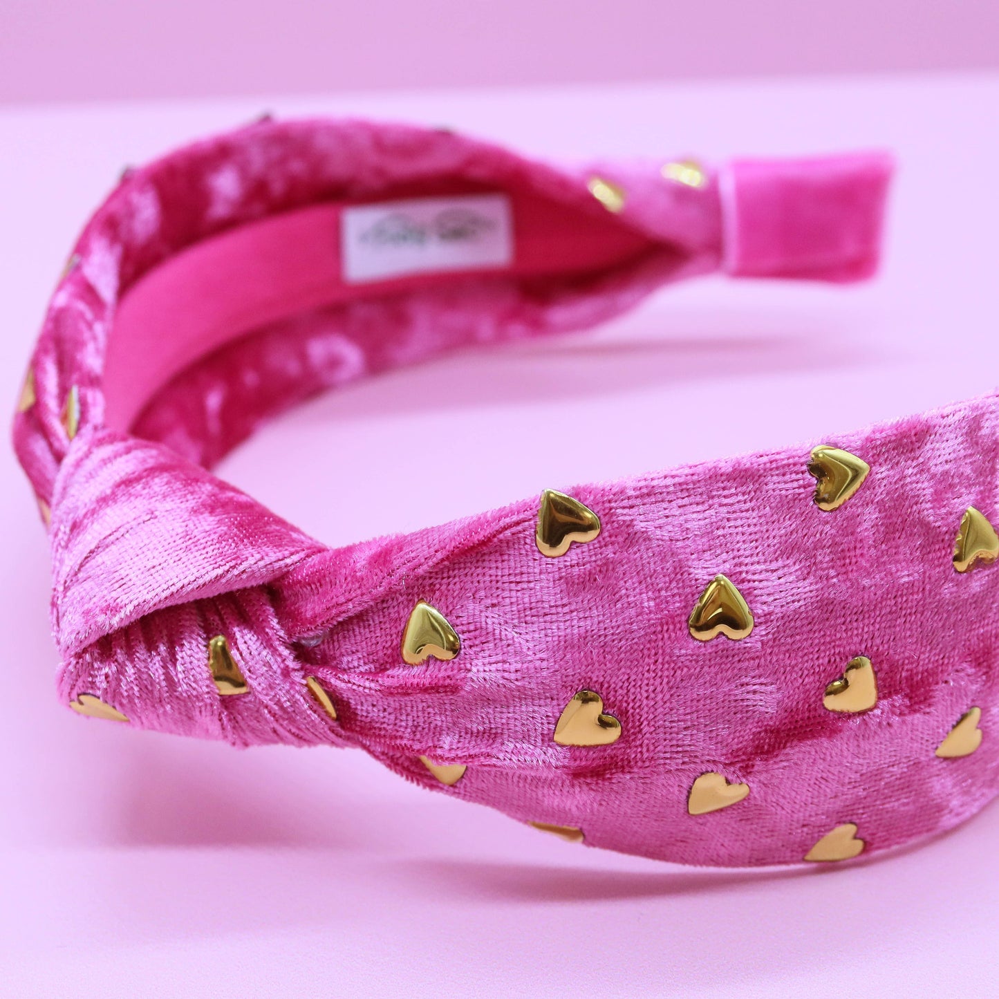 Kids Knot Headband - Gold Heart Stud Velvet Hair Accessories - Ethan and Emily