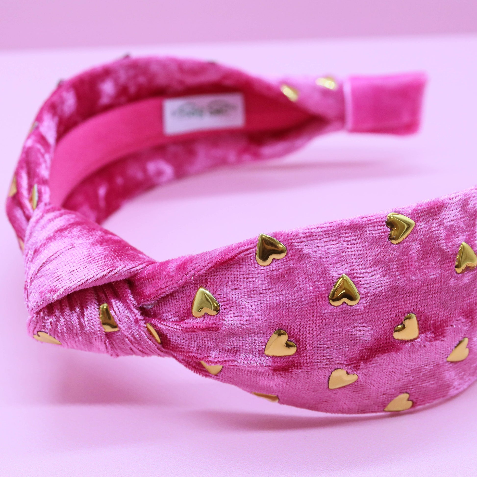 Kids Knot Headband - Gold Heart Stud Velvet Hair Accessories - Ethan and Emily