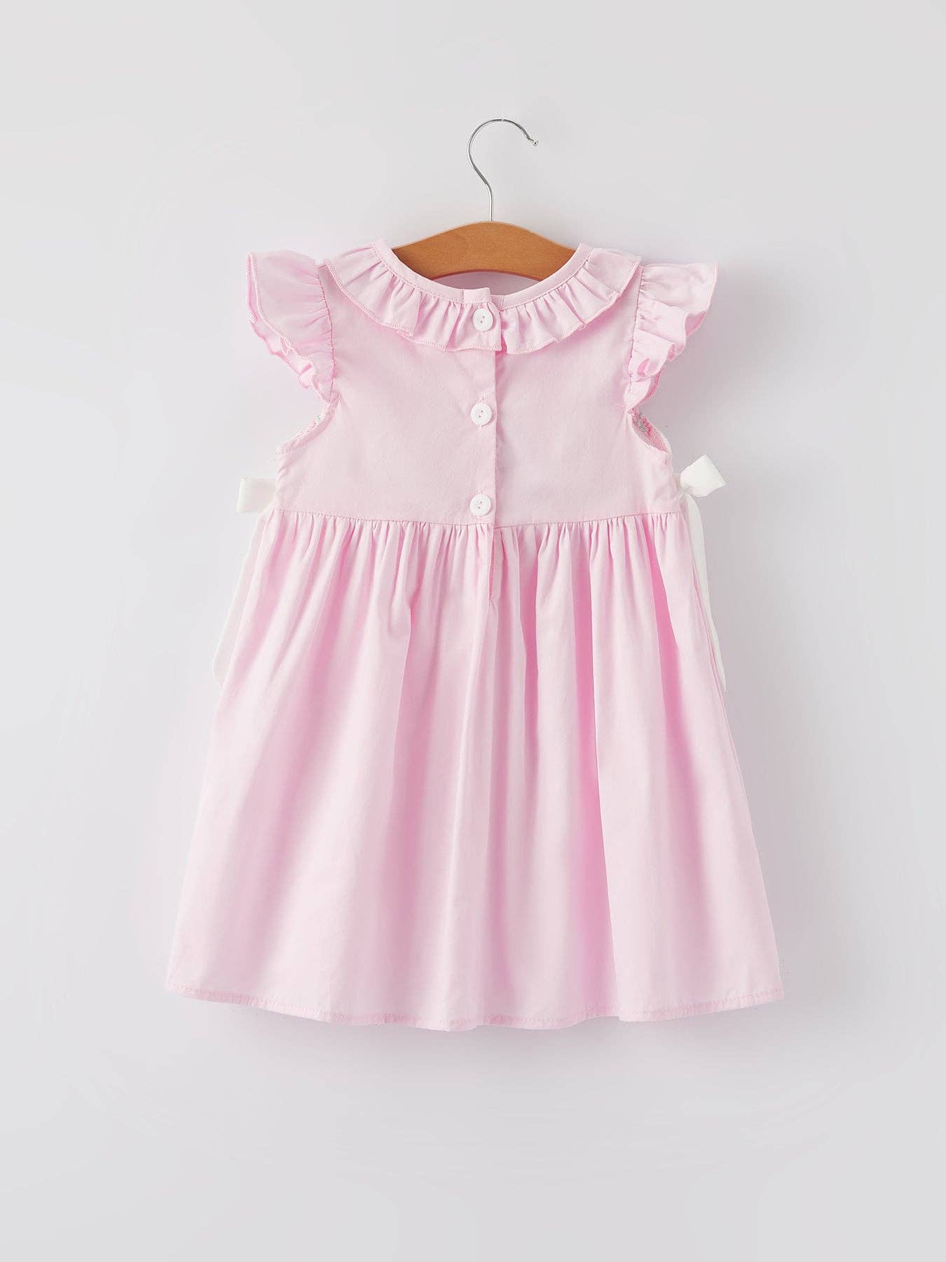 Smocking Easter Embroidered Ruffles Girls Pink Dress - Ethan and Emily