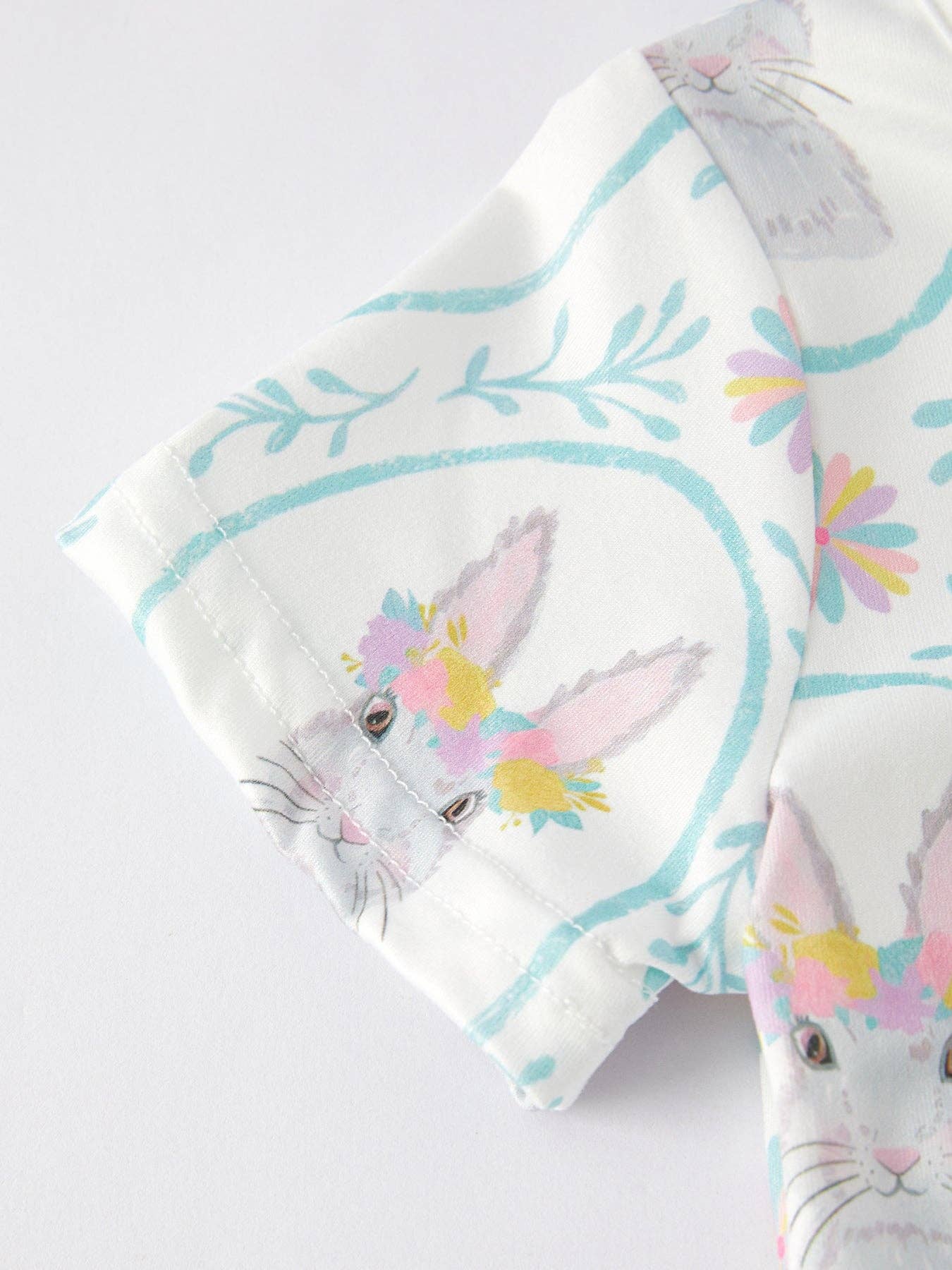 Easter Bunny Floral Short Sleeves Girls Dress - Ethan and Emily