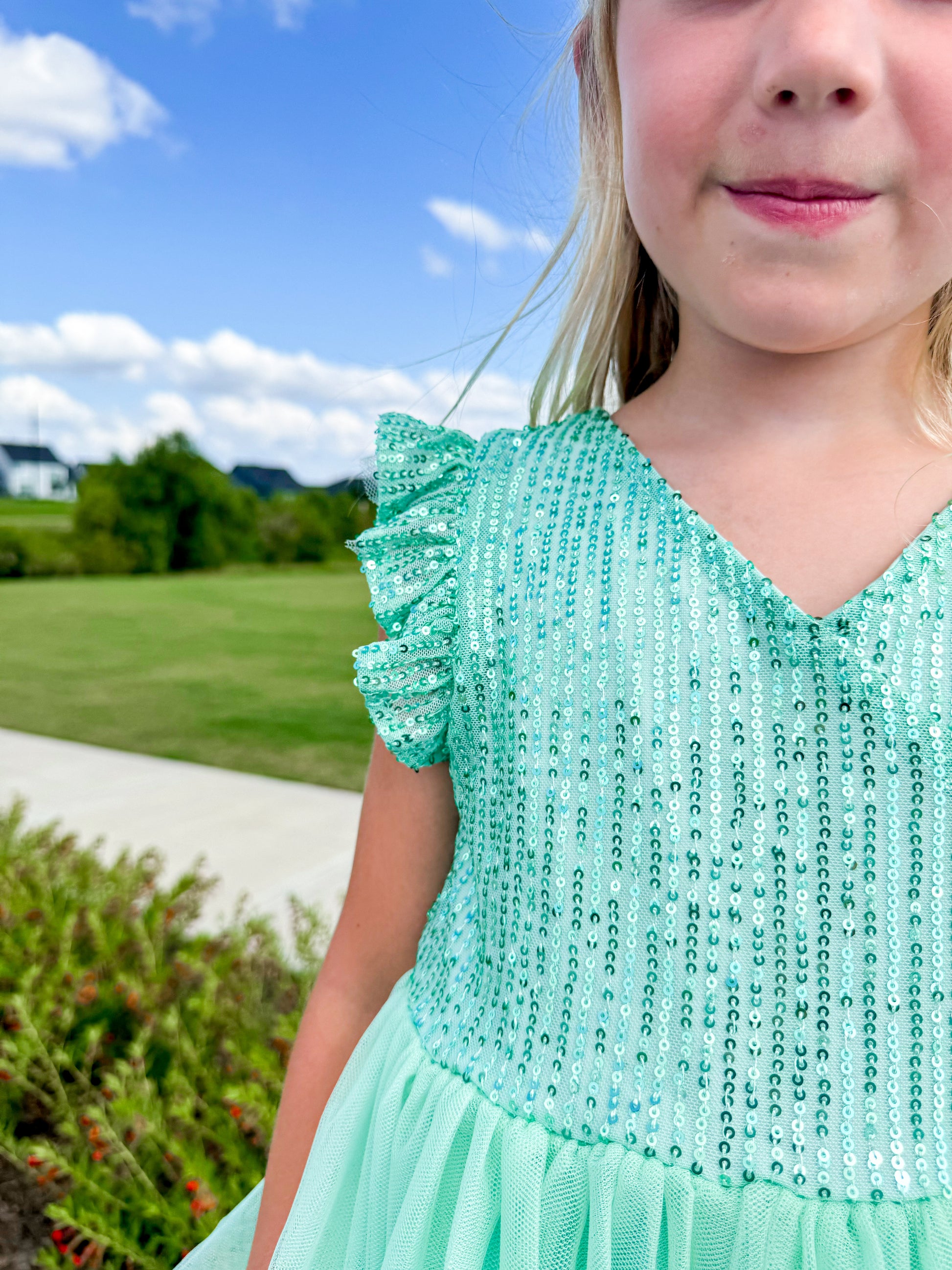Sparkly Turquoise Dress - Ethan and Emily