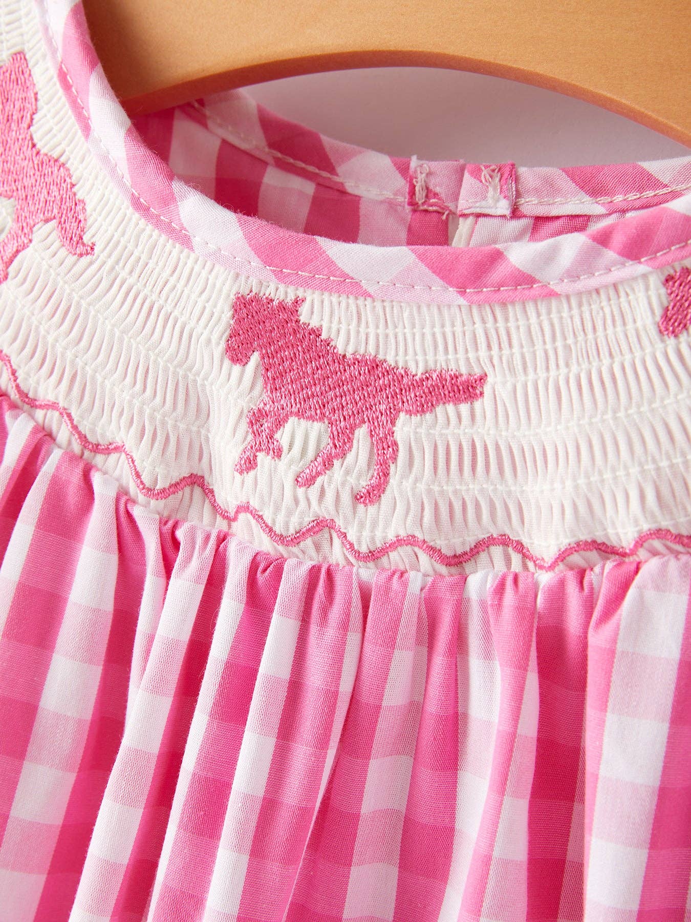 Girls Plaid Smocking Embroidered Pink Dress - Ethan and Emily