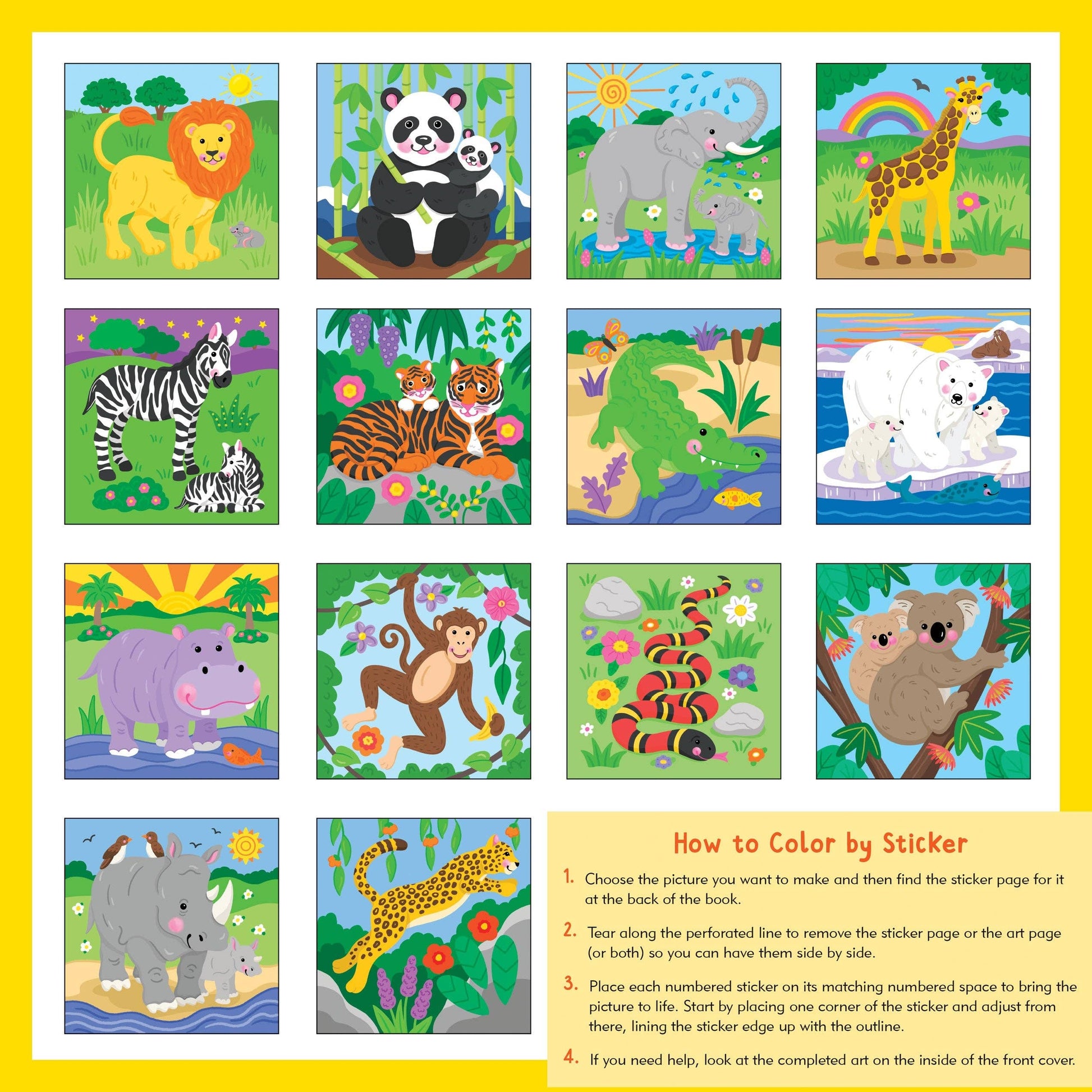 Wild Animals First Color by Sticker Book - Ethan and Emily