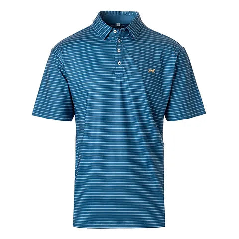Fieldstone Polo Clubhouse stripe in Blue - Ethan and Emily