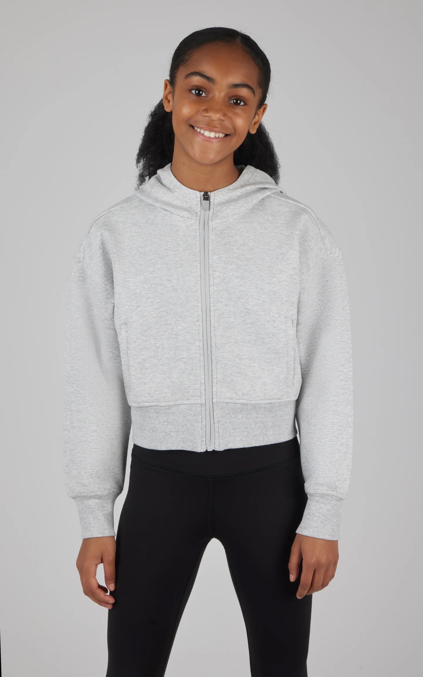 Girls Scuba Full zip Jacket - heathered gray - Ethan and Emily
