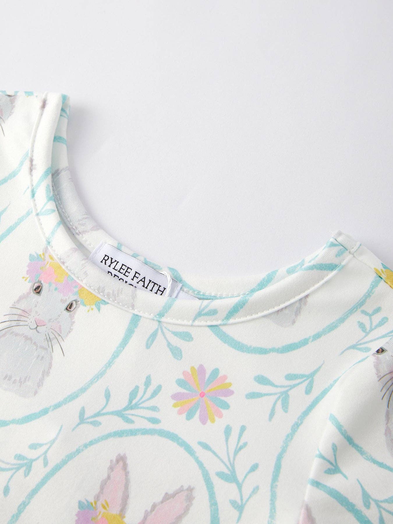 Easter Bunny Floral Short Sleeves Girls Dress - Ethan and Emily