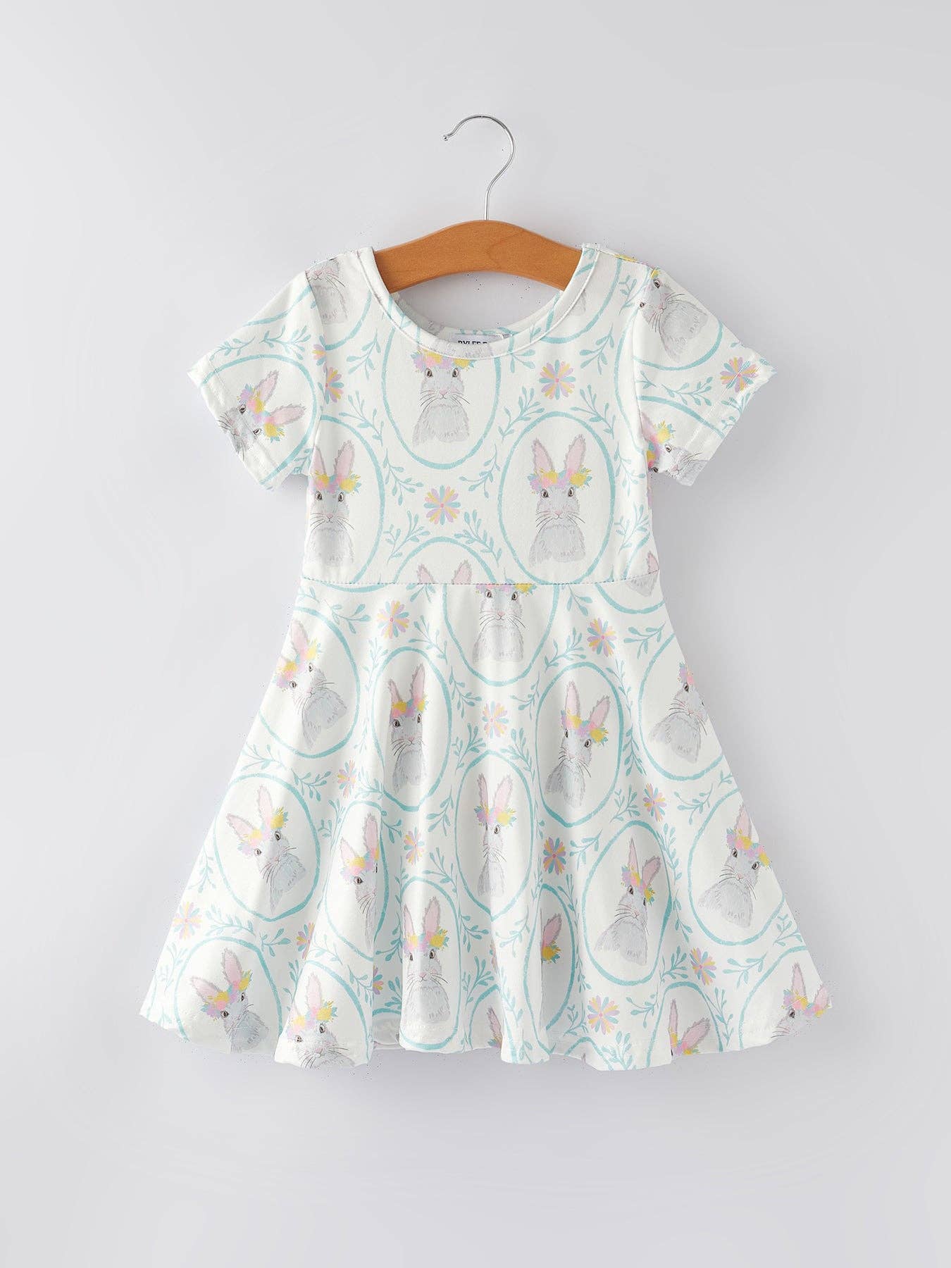 Easter Bunny Floral Short Sleeves Girls Dress - Ethan and Emily