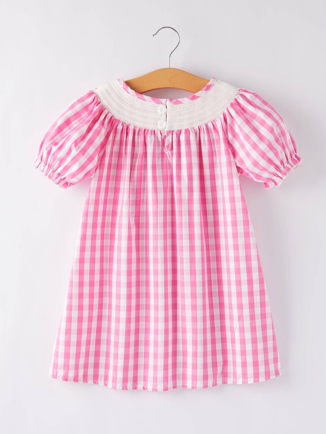 Girls Plaid Smocking Embroidered Pink Dress - Ethan and Emily